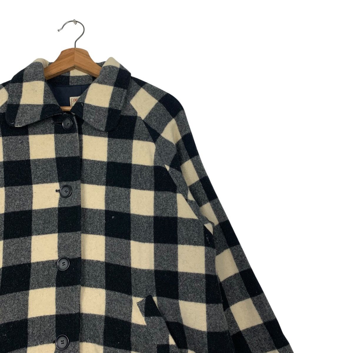Japanese Brand SPLASH ROAD Checked Wool Coat Jacket #2265-C100 Size XL / US 12-14 / IT 48-50 - 5 Thumbnail