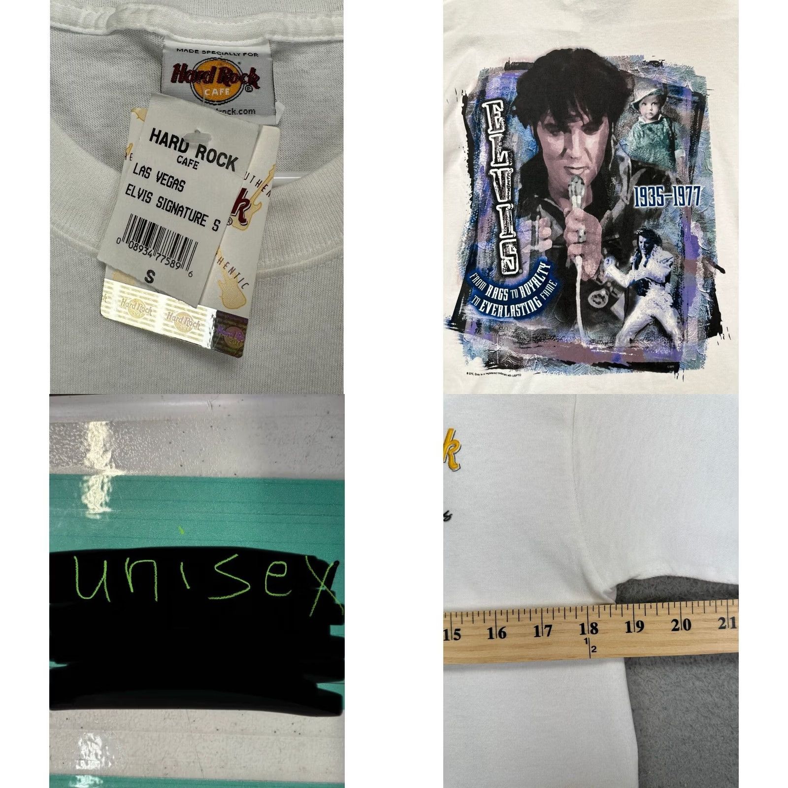 Hard Rock Cafe VINTAGE Hard Rock Cafe T-Shirt Unisex Small White Elvis Signature Series Tee NEW Size US S / EU 44-46 / 1 - 8 Thumbnail