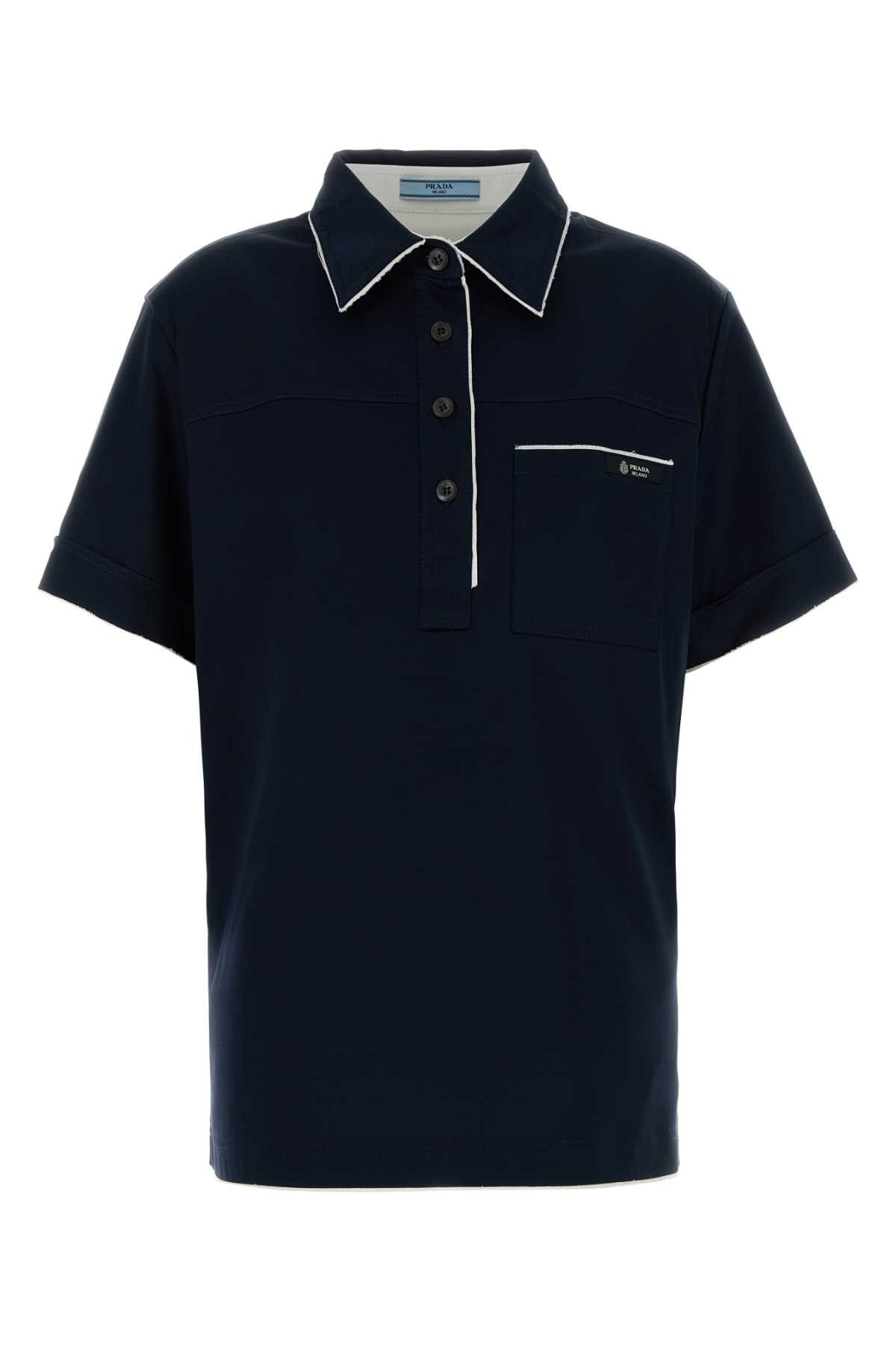 Prada Navy Blue Cotton Polo Shirt Size M / US 6-8 / IT 42-44 - 1 Thumbnail