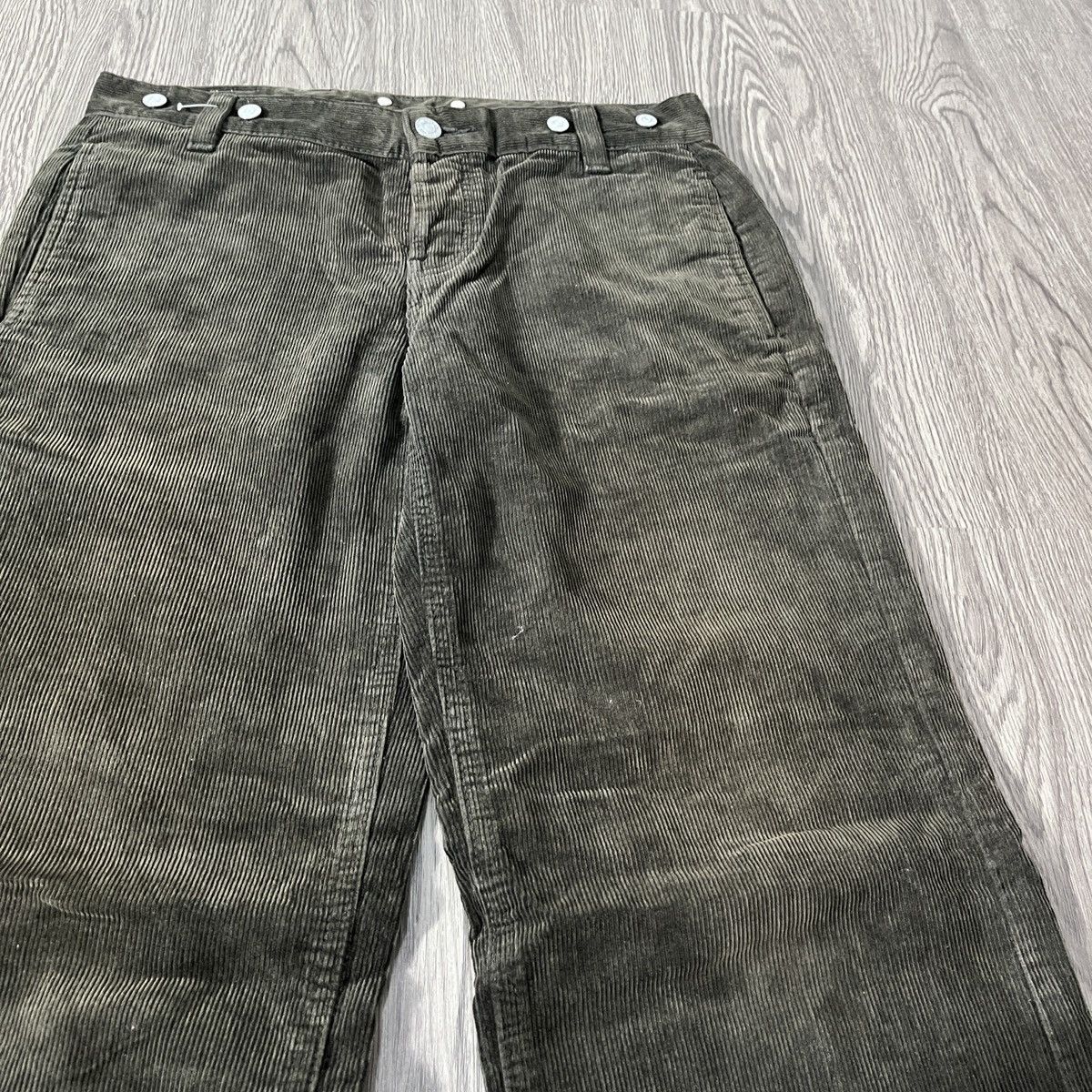 Margaret Howell Edwin x Margaret Howell Green Carduroy Pant Buckel Back Lgb Size US 29 - 9 Thumbnail