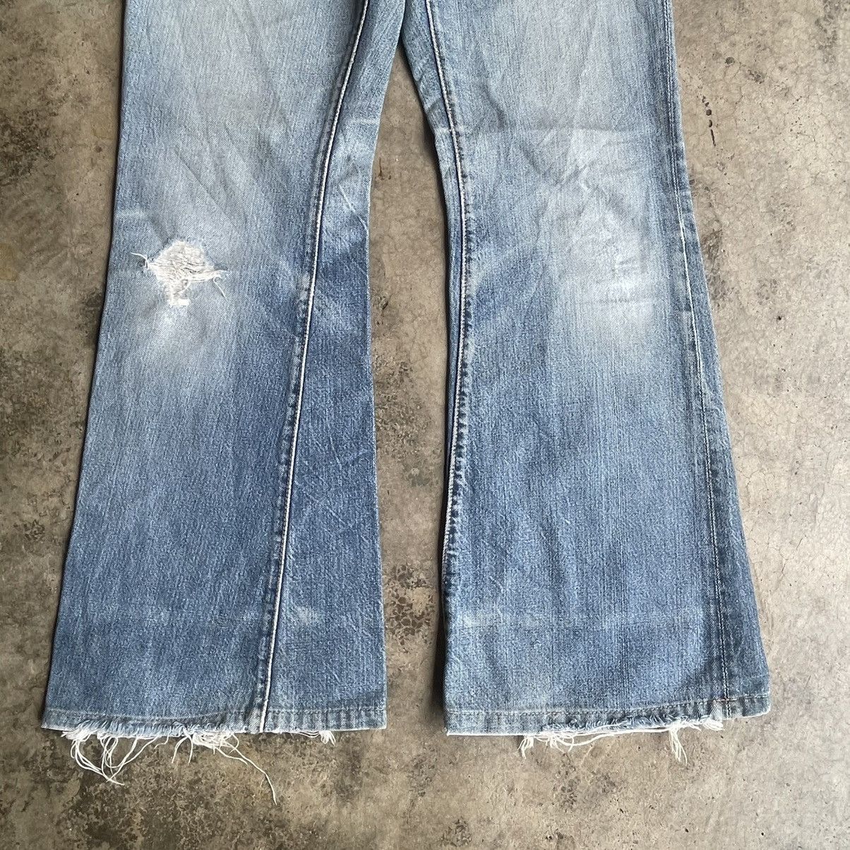 Edwin 🔥Vintage 80s Edwin Tapped Pocket Distress Flare Denim Jeans Size US 30 / EU 46 - 3 Thumbnail