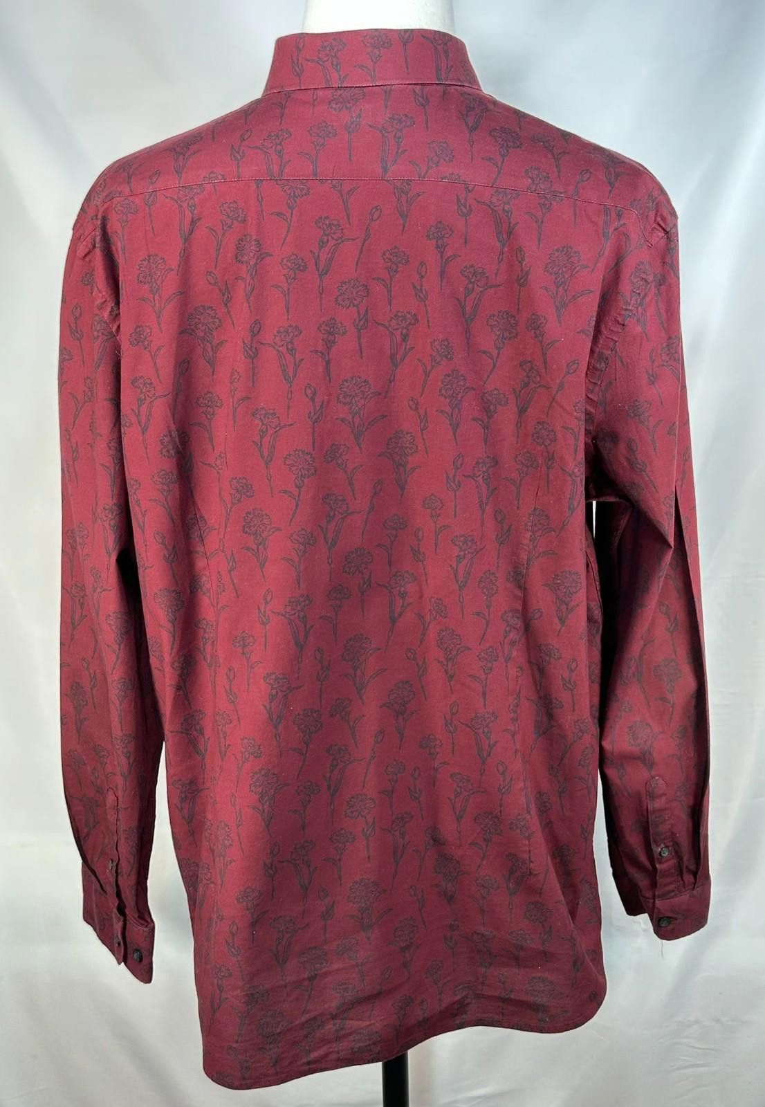 Express Express Slim Fit 1MX Floral Print Button Up Shirt Red Men XL Size US XL / EU 56 / 4 - 2 Thumbnail