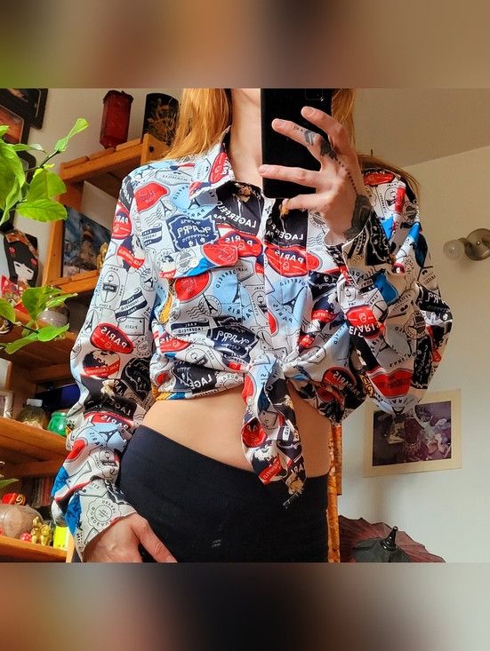 Karl Lagerfeld Karl Lagerfeld Allover Print Button Down Shirt Blouse - M Size M / US 6-8 / IT 42-44 - 4 Thumbnail