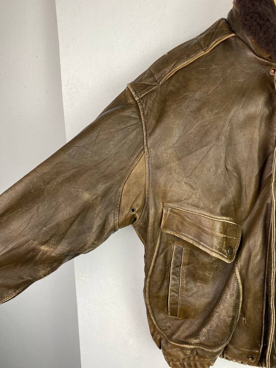 Vintage vintage skendel leather jacket used looked fur lining Size US L / EU 52-54 / 3 - 8 Thumbnail