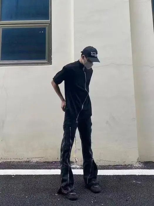 Flared Zip Up Black Jeans