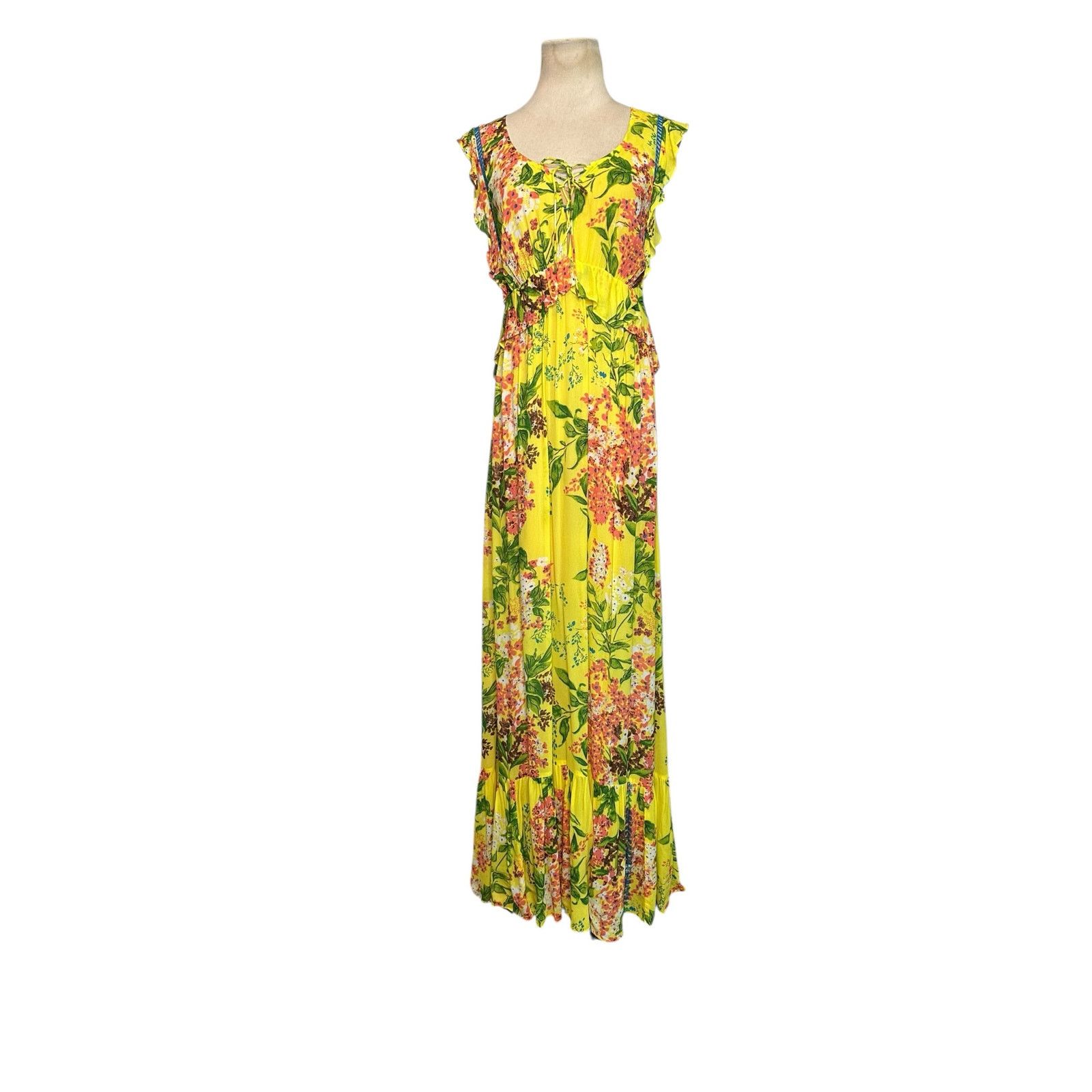 Anthropologie Tracy Reese vibrant yellow floral maxi dress size XS Size XS / US 0-2 / IT 36-38 - 12 Thumbnail