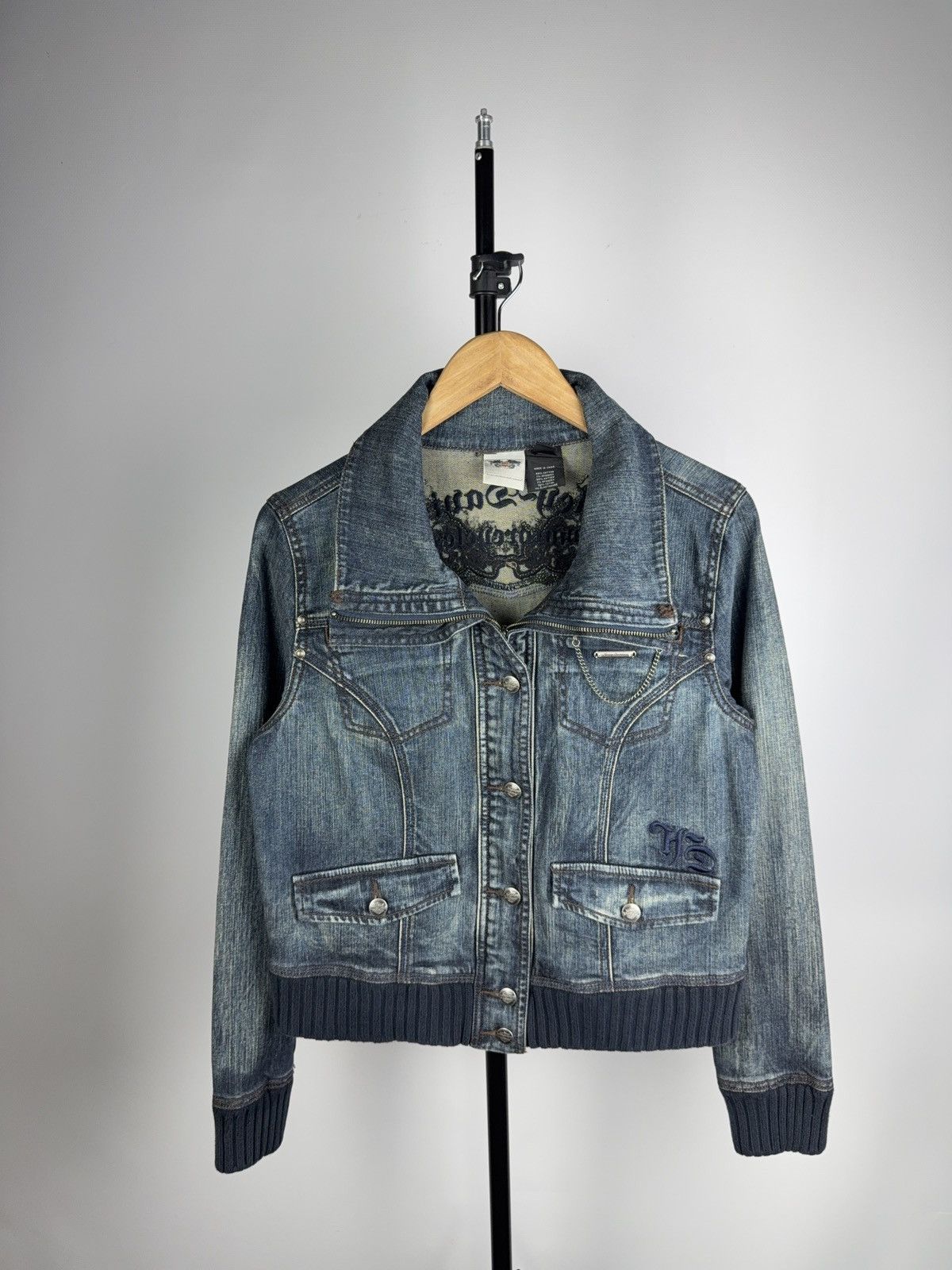 Harley Davidson Vintage 00s Harley Davidson USA LOGO Denim Biker Jacket Size L / US 10 / IT 46 - 1 Thumbnail