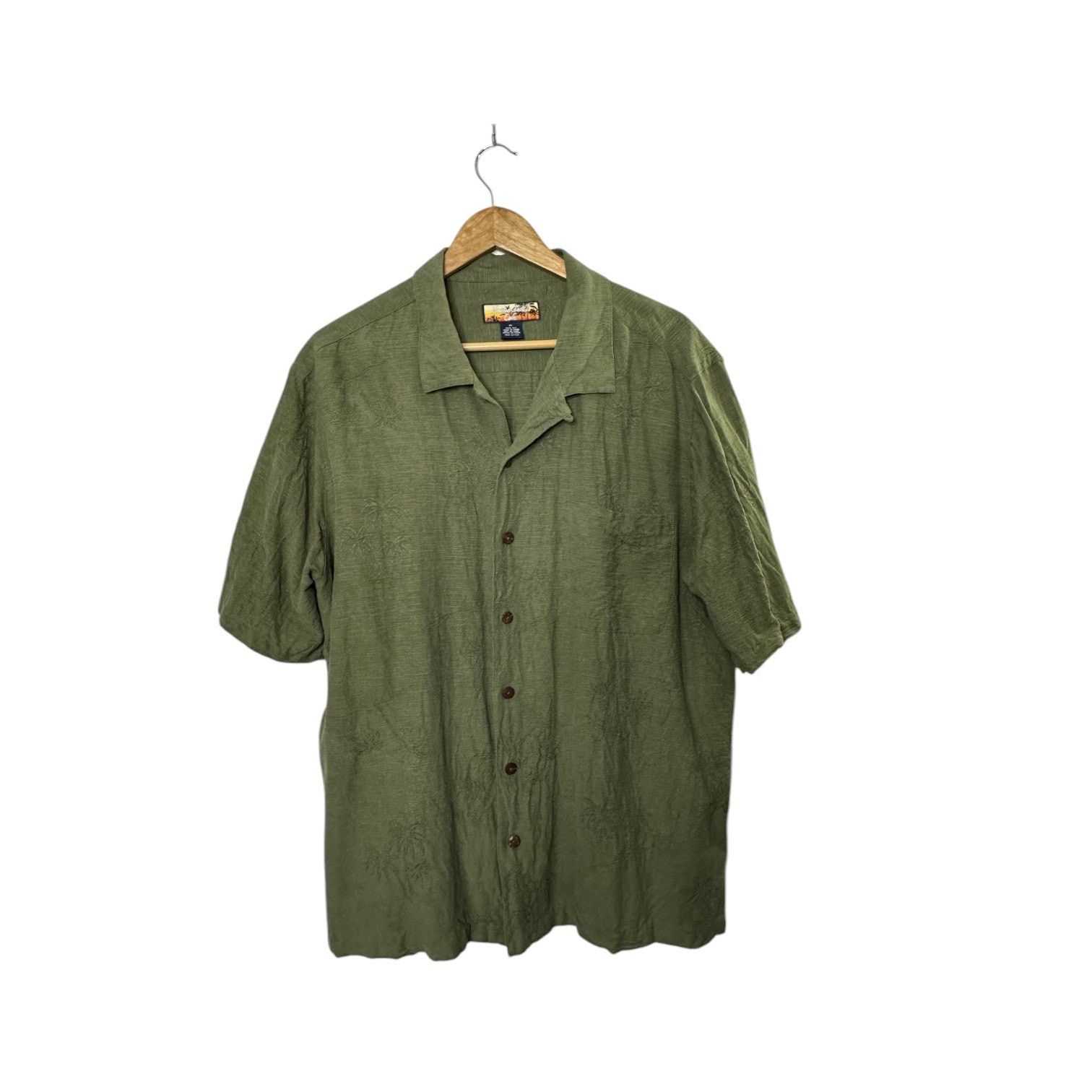 Havana Jacks Cafe Havana Jack's Cafe Green 100% Silk Button-Up Shirt XL Size US XL / EU 56 / 4 - 1 Thumbnail