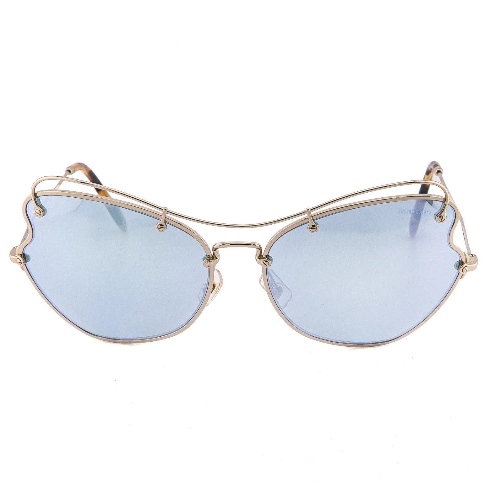 Miu Miu MIU MIU SCENIQUE MU56RS 56R Gold Blue Mirrored Metal Size ONE SIZE - 4 Thumbnail
