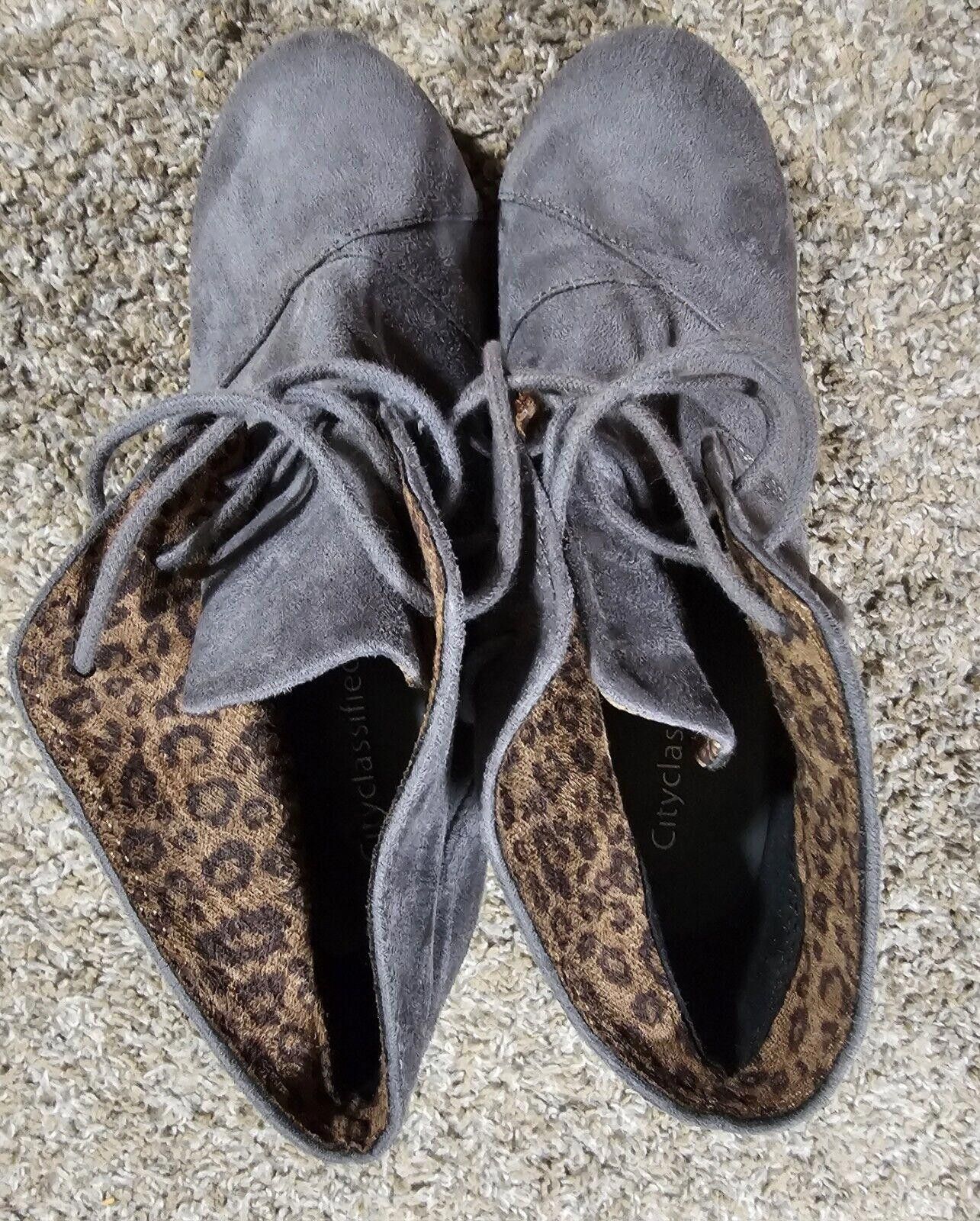 Designer City Classified Womens Hidden Wedge Suede Shoes Gray Leopard Size US 8 / IT 38 - 3 Thumbnail