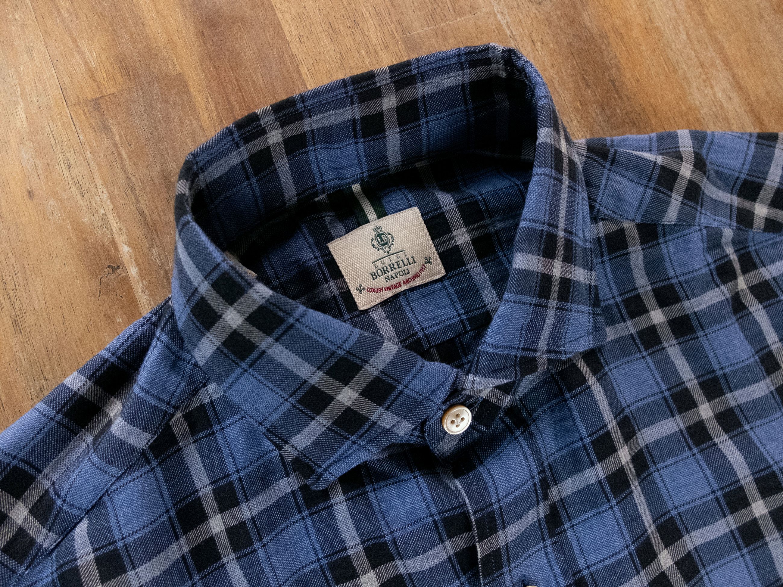 Luigi Borrelli BORRELLI Napoli blue cotton plaid dress shirt Size 40 15.75 Size US M / EU 48-50 / 2 - 2 Thumbnail
