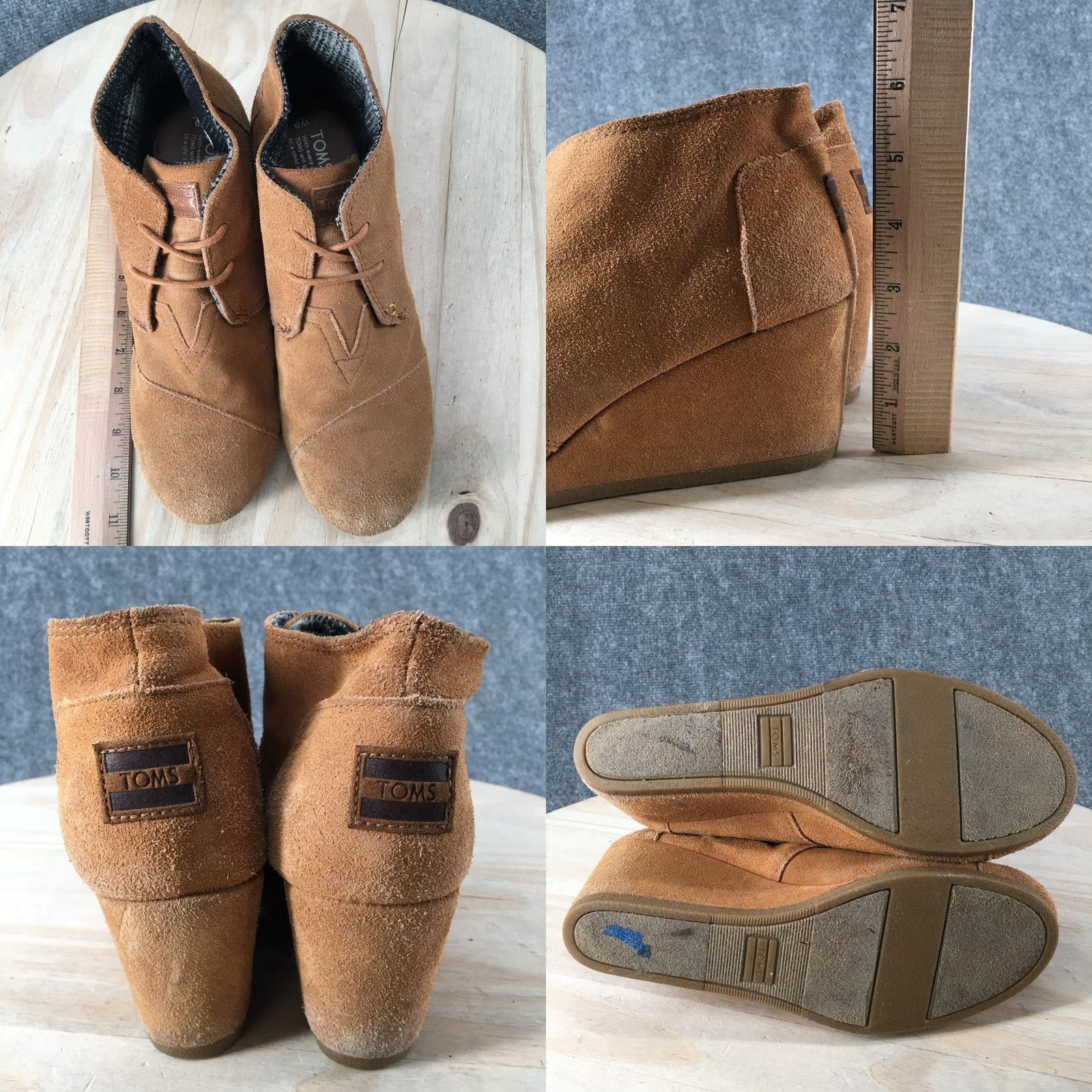 Toms TOMS Boots Womens 9 Two Eye Desert Wedge Ankle Bootie Brown Suede Lace Up Casual Boots Shoe Women 9 Brown Suede Wedge Ankle Bootie TOMS Size US 9 / IT 39 - 8 Thumbnail
