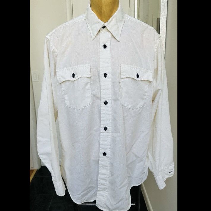 Levi's × Levi's Vintage Clothing × Vintage VINTAGE 1980s LEVI'S WORK SHIRT BUTTON FRONT WHITE TAG XL Size US XL / EU 56 / 4 - 1 Thumbnail