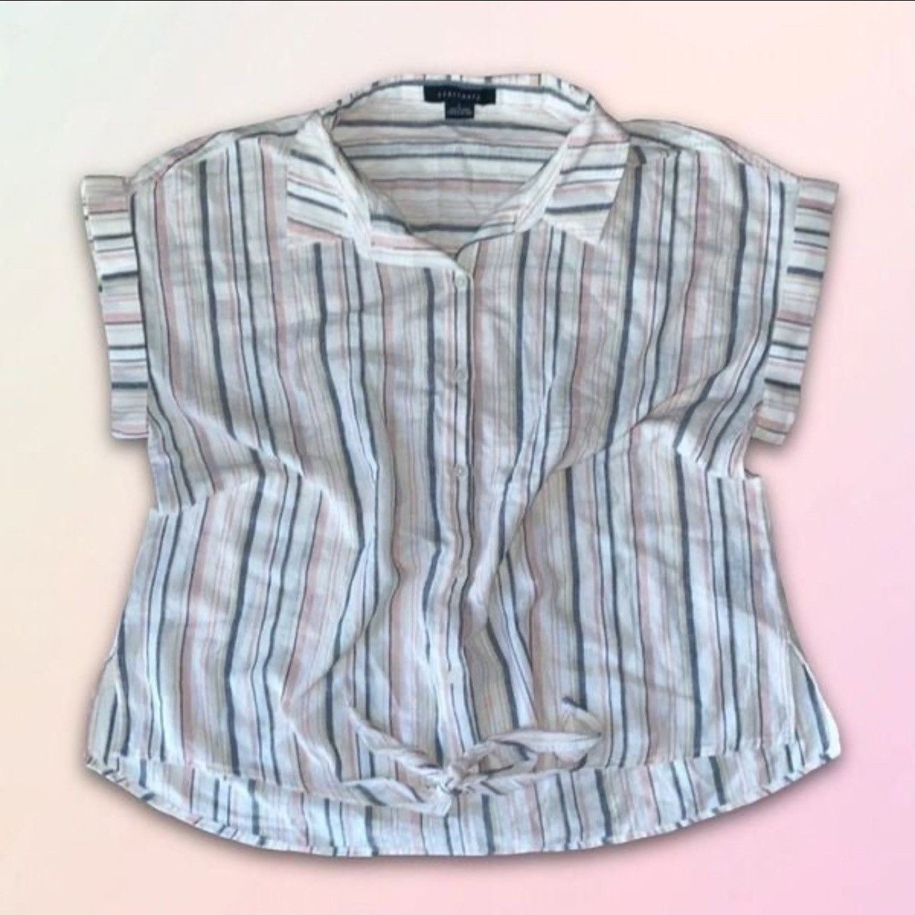 Nordstrom Santuary, Pastel Striped, Oversized, Button Down Blouse Size L / US 10 / IT 46 - 13 Thumbnail
