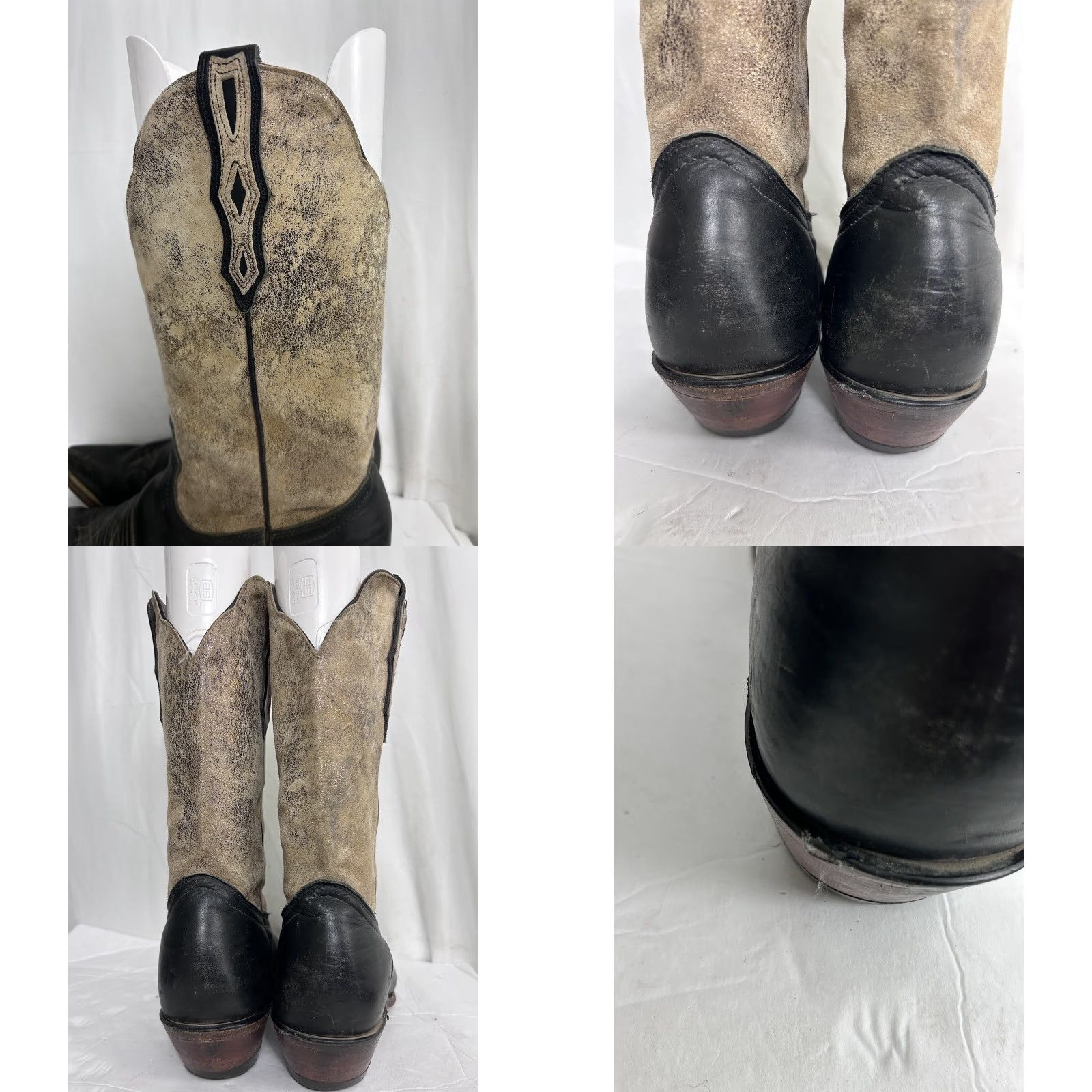 Vintage VINTAGE Boulet Womens Cowboy Boots Black and Gold 10 Shimmery Pointed Toe Pull On Western Cowboy Womens Boots Size US 10 / IT 40 - 9 Thumbnail