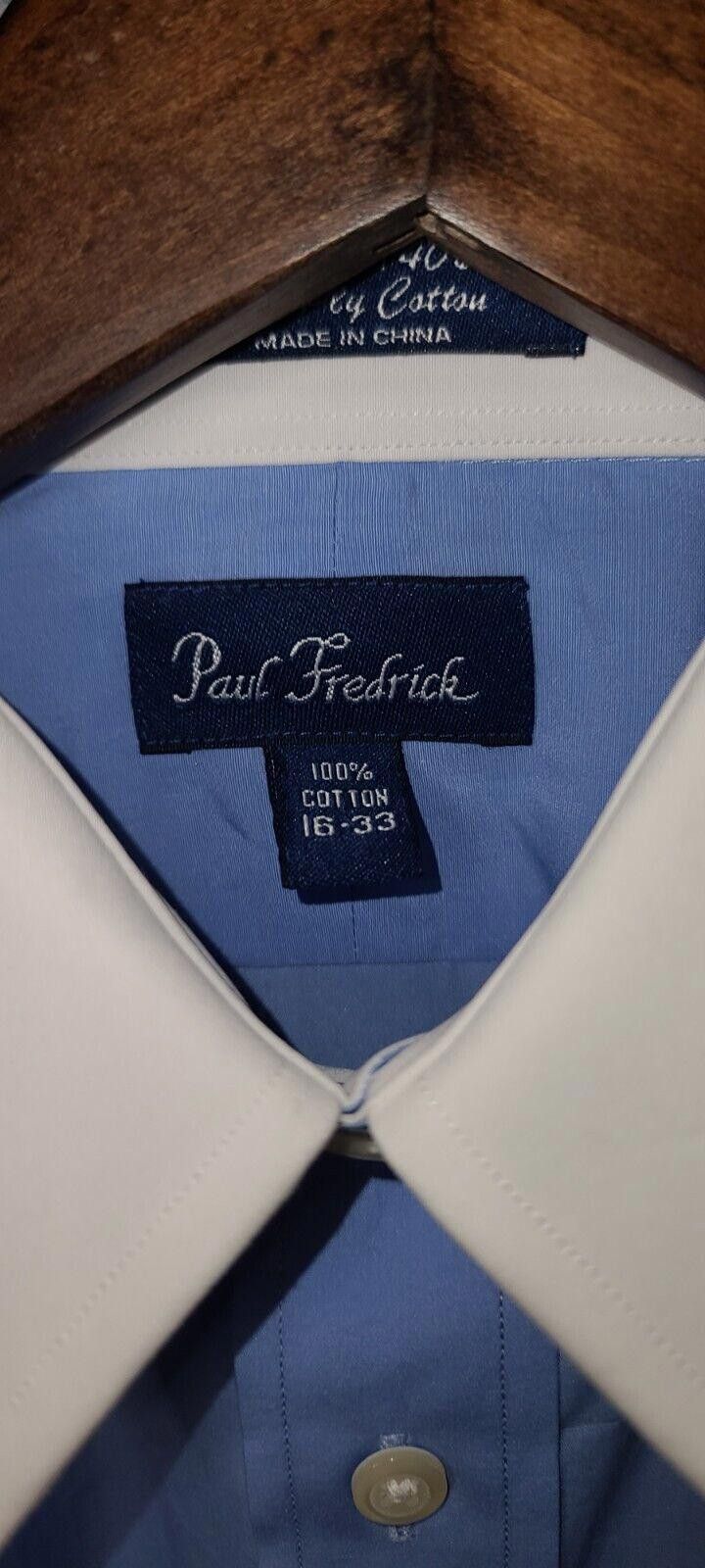 Paul Fredrick WHITE COLLAR Paul Fredrick Men's Blue Cotton Shirt 16 - 33 Size 38R - 4 Thumbnail