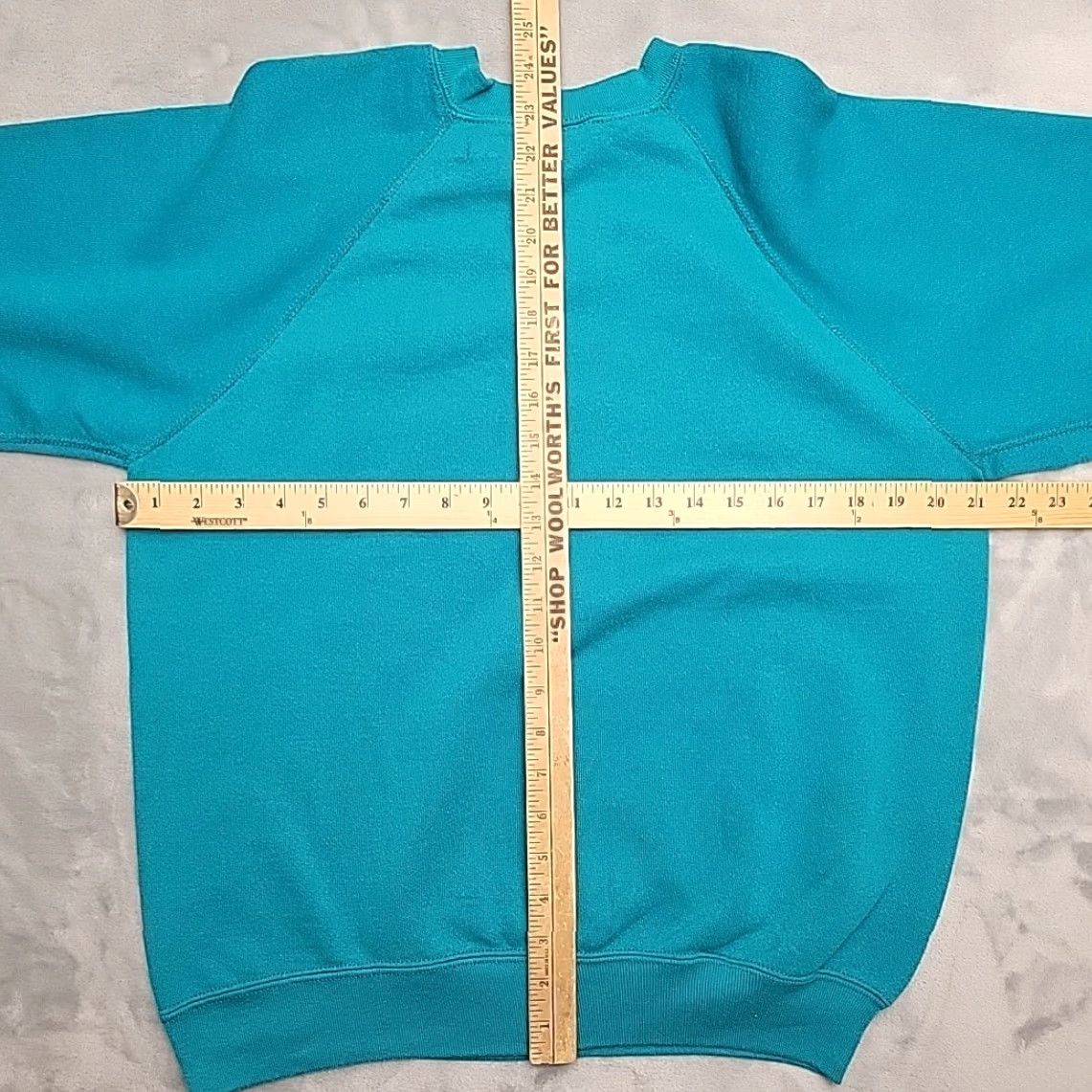 Tultex VINTAGE Tultex Sweatshirt Mens M Teal Long Sleeve Crewneck Pullover Blank 80s 90s Mens Size US M / EU 48-50 / 2 - 7 Thumbnail