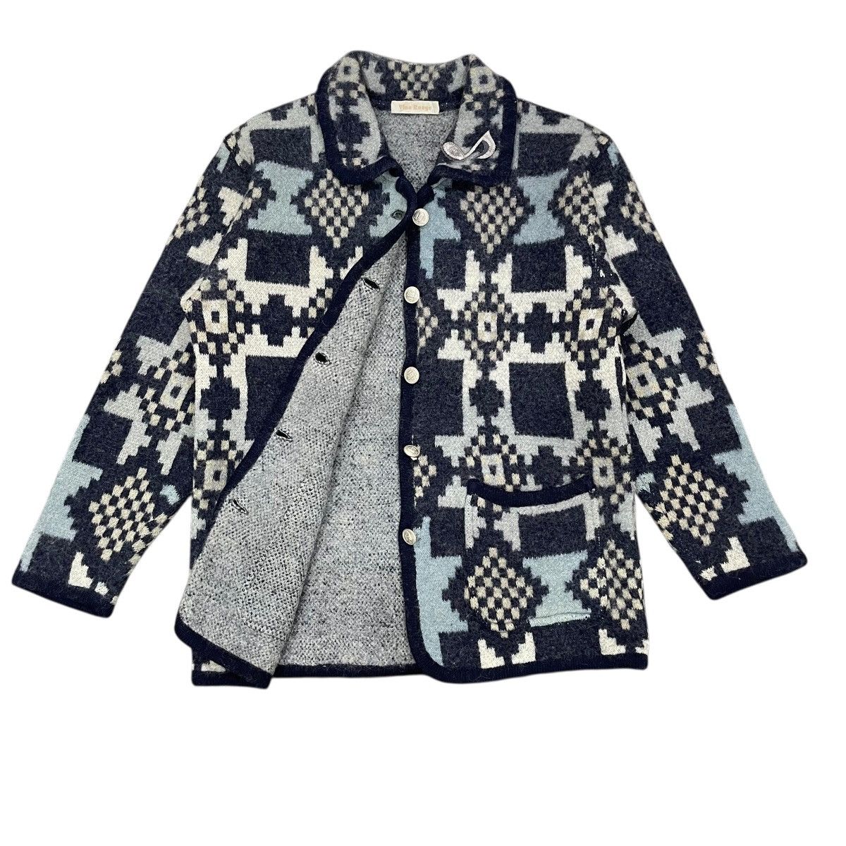 Native Vintage Vino Rouge Aztec Design Native Wool Button Jackets Size M / US 6-8 / IT 42-44 - 7 Thumbnail