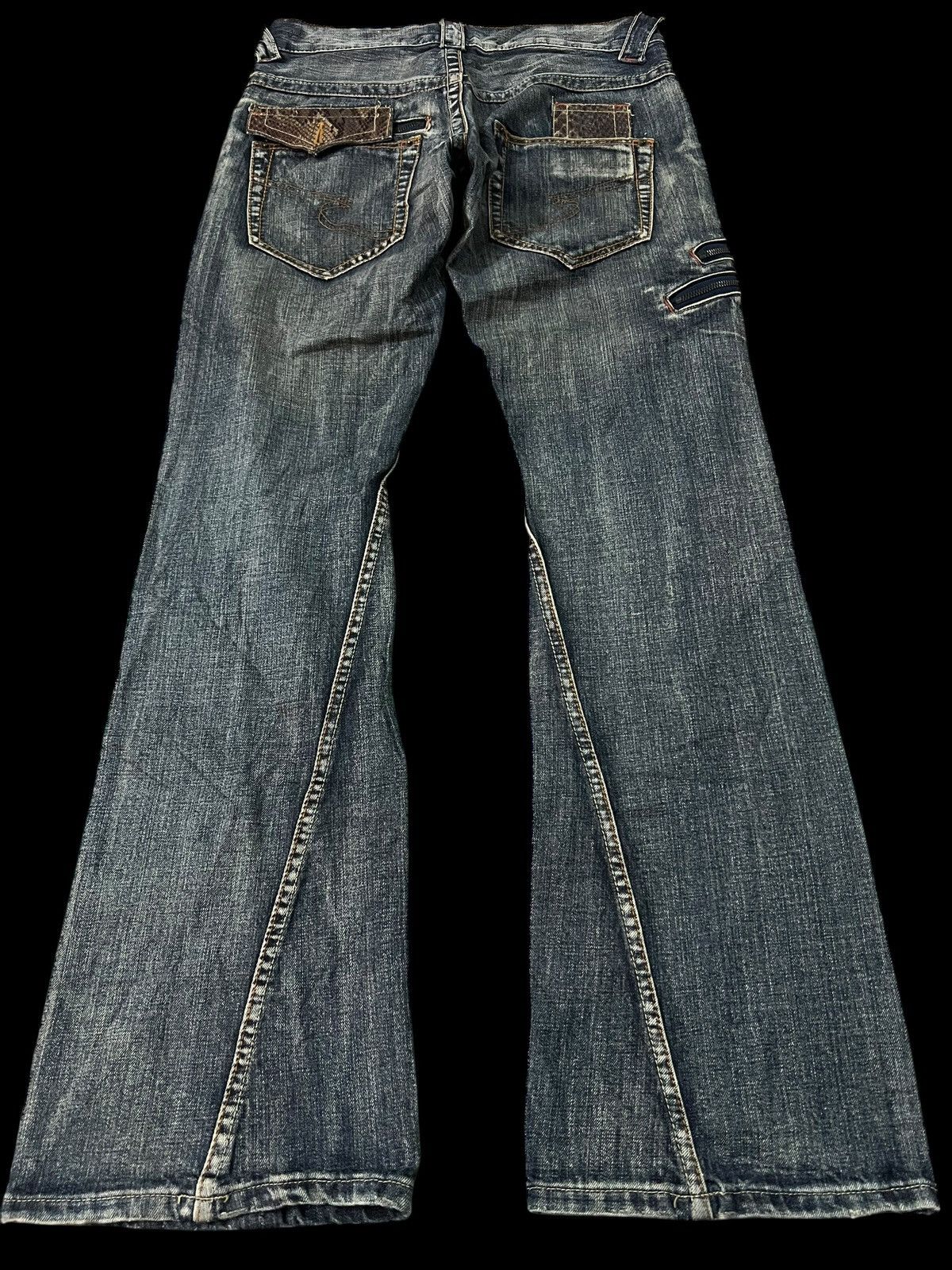 Japanese Brand 💥Flare💥Semantic Design Snake Skin Twist Leg Distress Jean Size US 32 / EU 48 - 2 Thumbnail