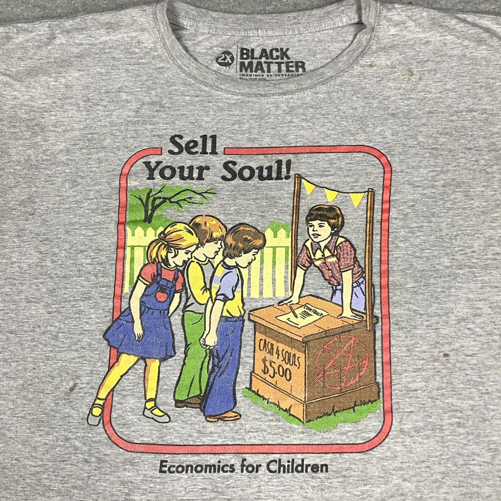 Vintage Black Matter Steven Rhodes Economics for Children Sell Your Soul Tshirt Mens XXL Gray Logo 70s 80s Funny Hipster TV Short Sleeve Cotton Vintage N/A Size US XXL / EU 58 / 5 - 4 Thumbnail