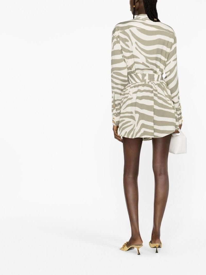 Balmain o1y0525 Shirt Mini Dress in Sage Green/White Size XS / US 0-2 / IT 36-38 - 4 Thumbnail