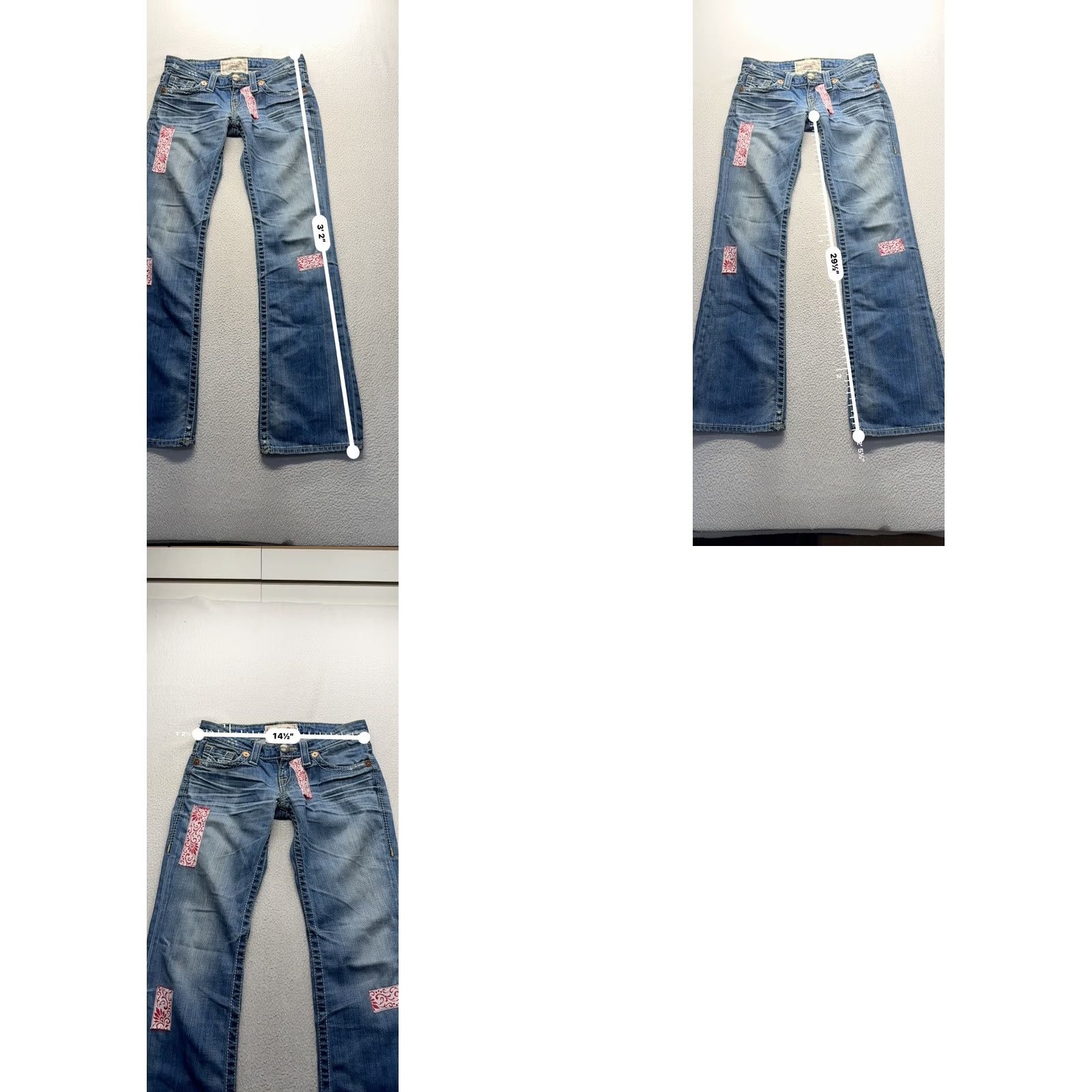 Vintage BIG STAR Liv Distressed Flare Jeans With Embroidered Patches 25R Blue Unisex Adults Jeans 25R Flared Distressed Embroidered Patch Size 42" / US 20 - 8 Thumbnail