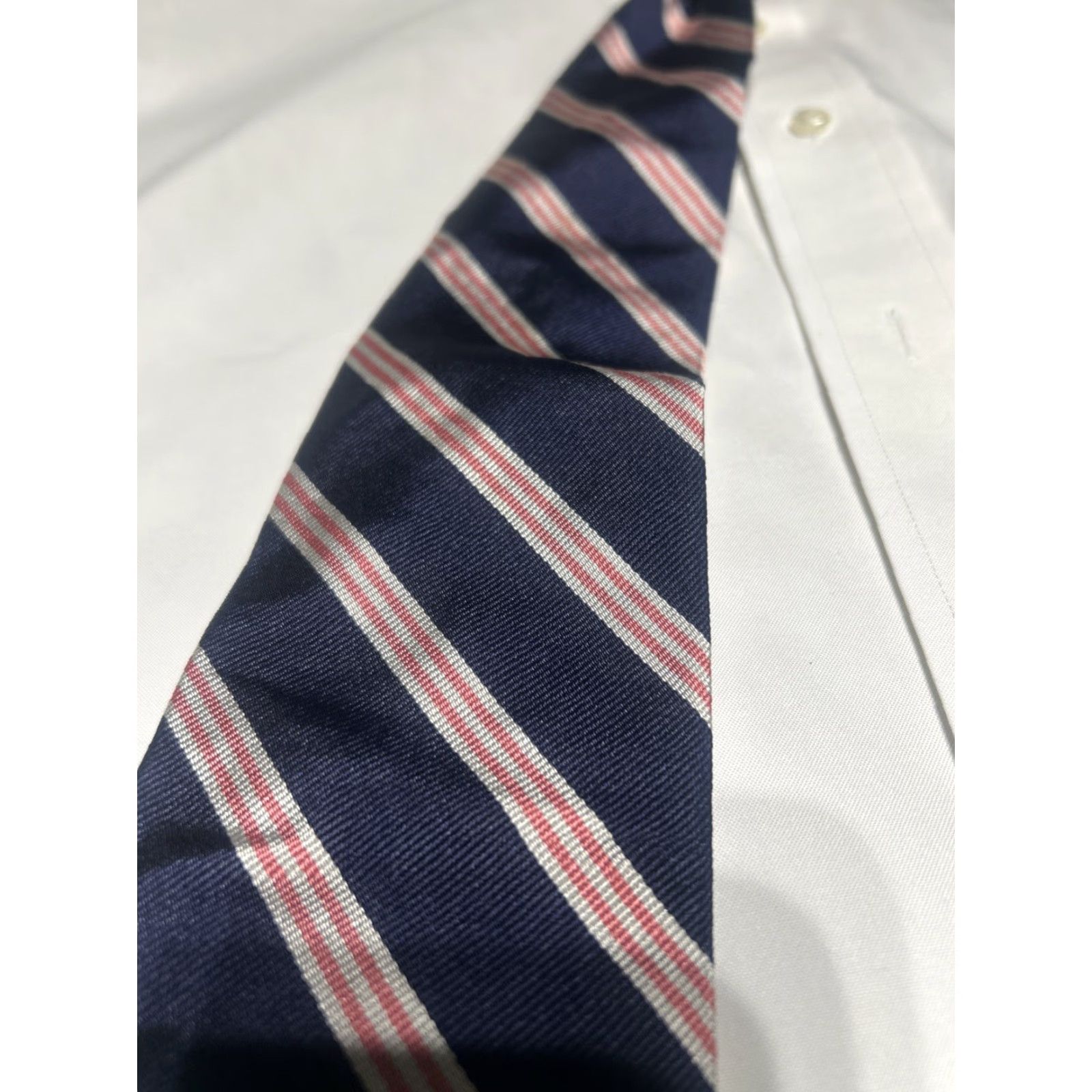 Brooks Brothers Brooks Brothers Tie Silk Striped Navy Silver Mini BB#1 the Rep Tie Men Classic 57"-60" Blue Size ONE SIZE - 4 Thumbnail
