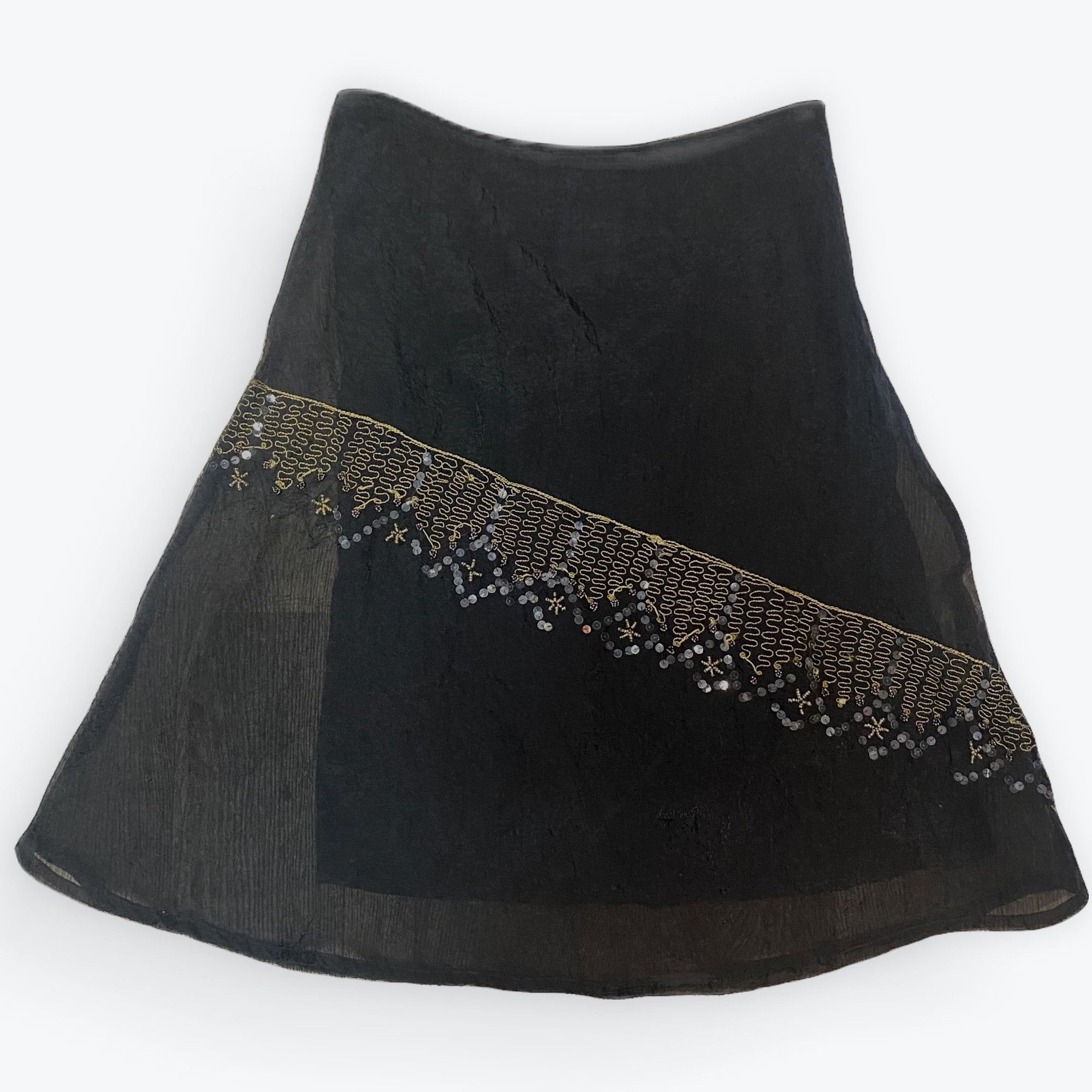 Vintage S | Sequin Black Skirt Size 27" / US 4 / IT 40 - 2 Thumbnail