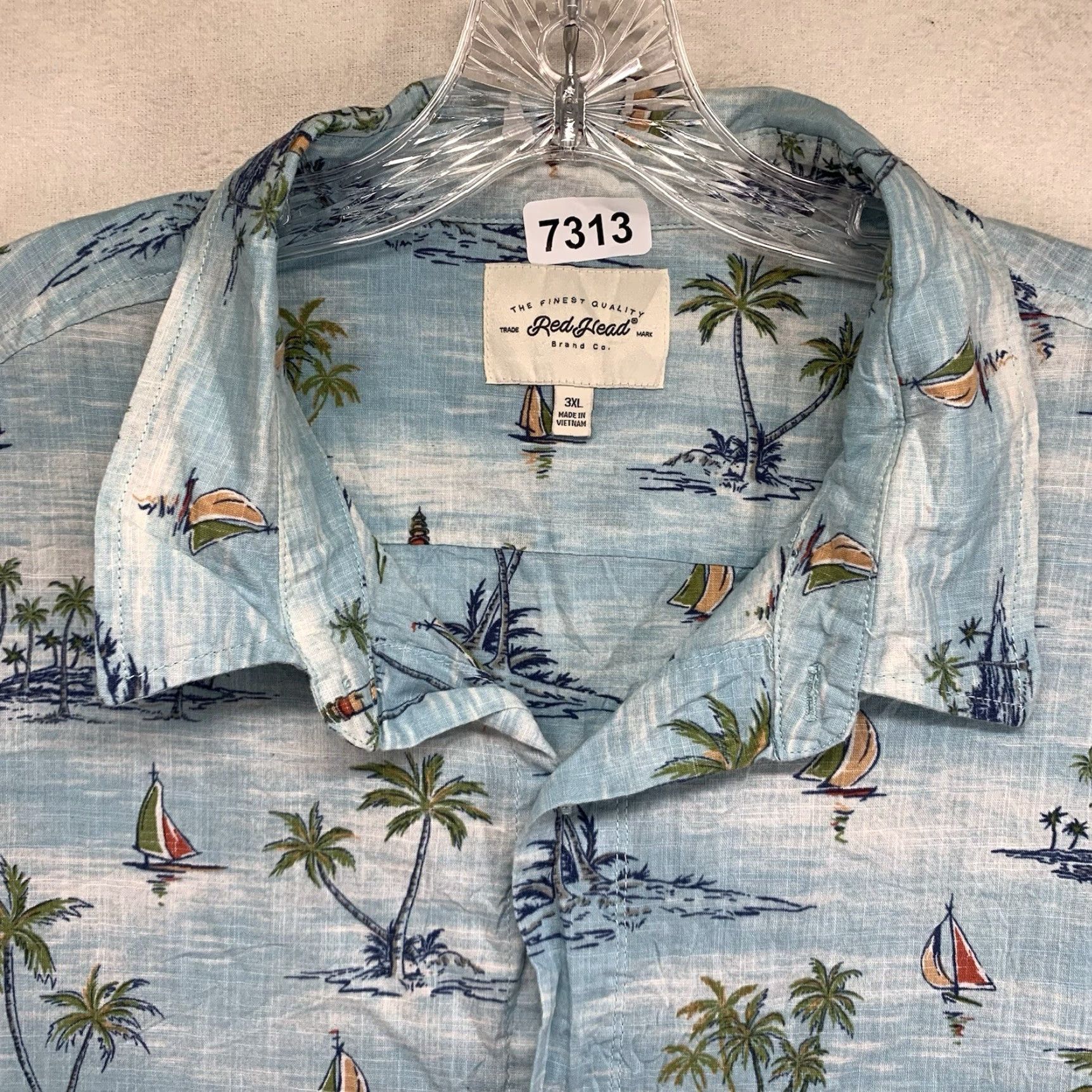 Vintage VINTAGE Red Head Men’s Hawaiian Shirt 3XL Casual Short Sleeve Button-Up Light Blue Floral All Seasons Size US XXL / EU 58 / 5 - 3 Thumbnail