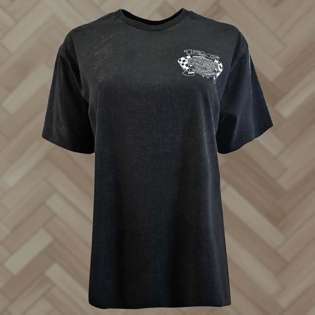 Harley Davidson Harley-Davidson Women's Black T-Shirt 120th Anniversary Racing Flag S Size S / US 4 / IT 40 - 1 Thumbnail