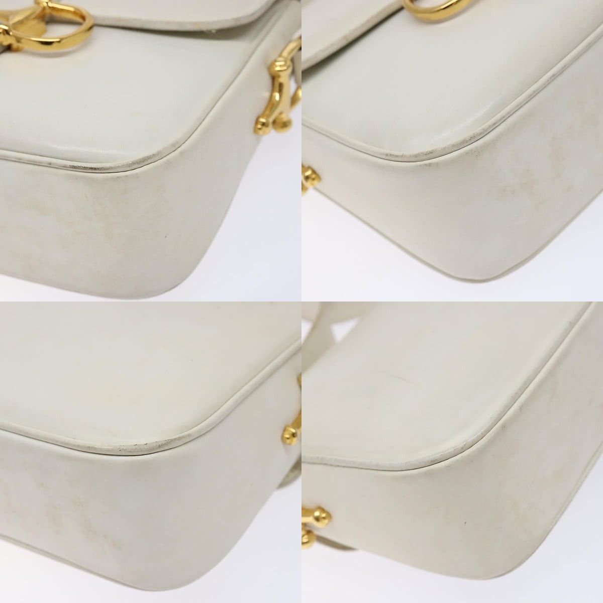 Celine CELINE Shoulder Bag Leather Gold White Size ONE SIZE - 10 Thumbnail