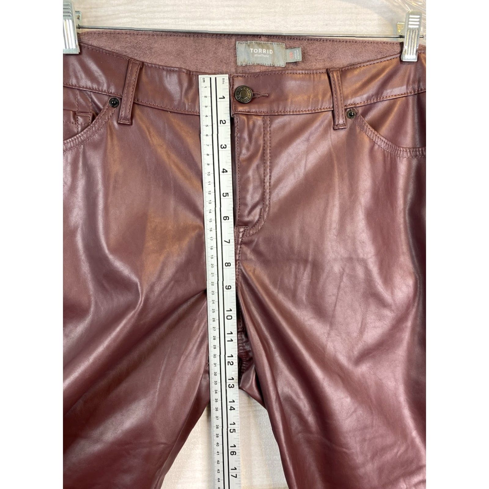 Torrid Torrid Feel the Fit Faux Leather Pants Womens 18 Burgundy Soft High Rise Pocket Size 40" / US 18 - 5 Thumbnail