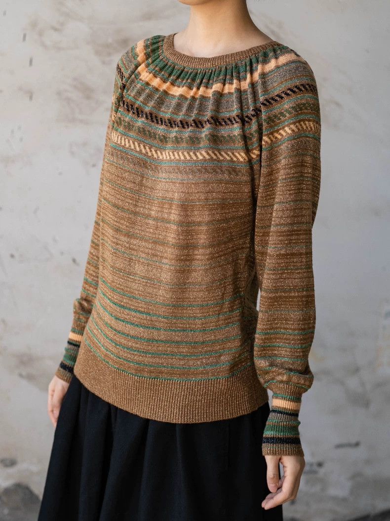 Kenzo KENZO Gold silk round neck knit sweater vintage Size M / US 6-8 / IT 42-44 - 5 Thumbnail