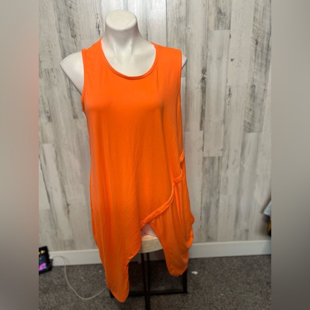 Rouje Rouge Collection Neon Orange Asymmetrical Sleeveless Tunic T Size XL / US 12-14 / IT 48-50 - 1 Thumbnail