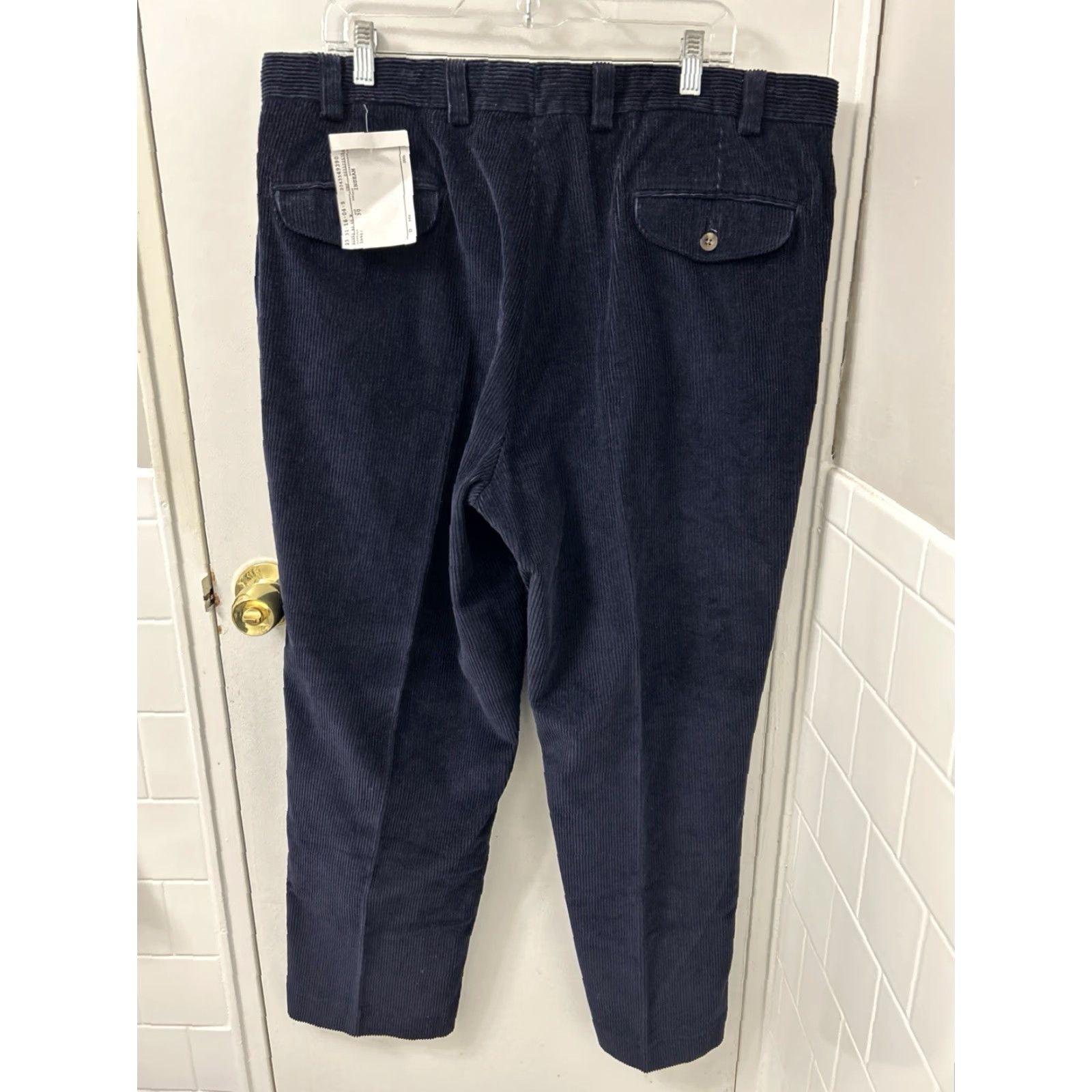 Vintage LL Bean Country Corduroy Pants Mens 40x30 Navy Blue Straight Leg Trousers Side Zip 5-Pocket Classic Fit Casual Workwear Dress Pants Size US 40 / EU 56 - 7 Thumbnail