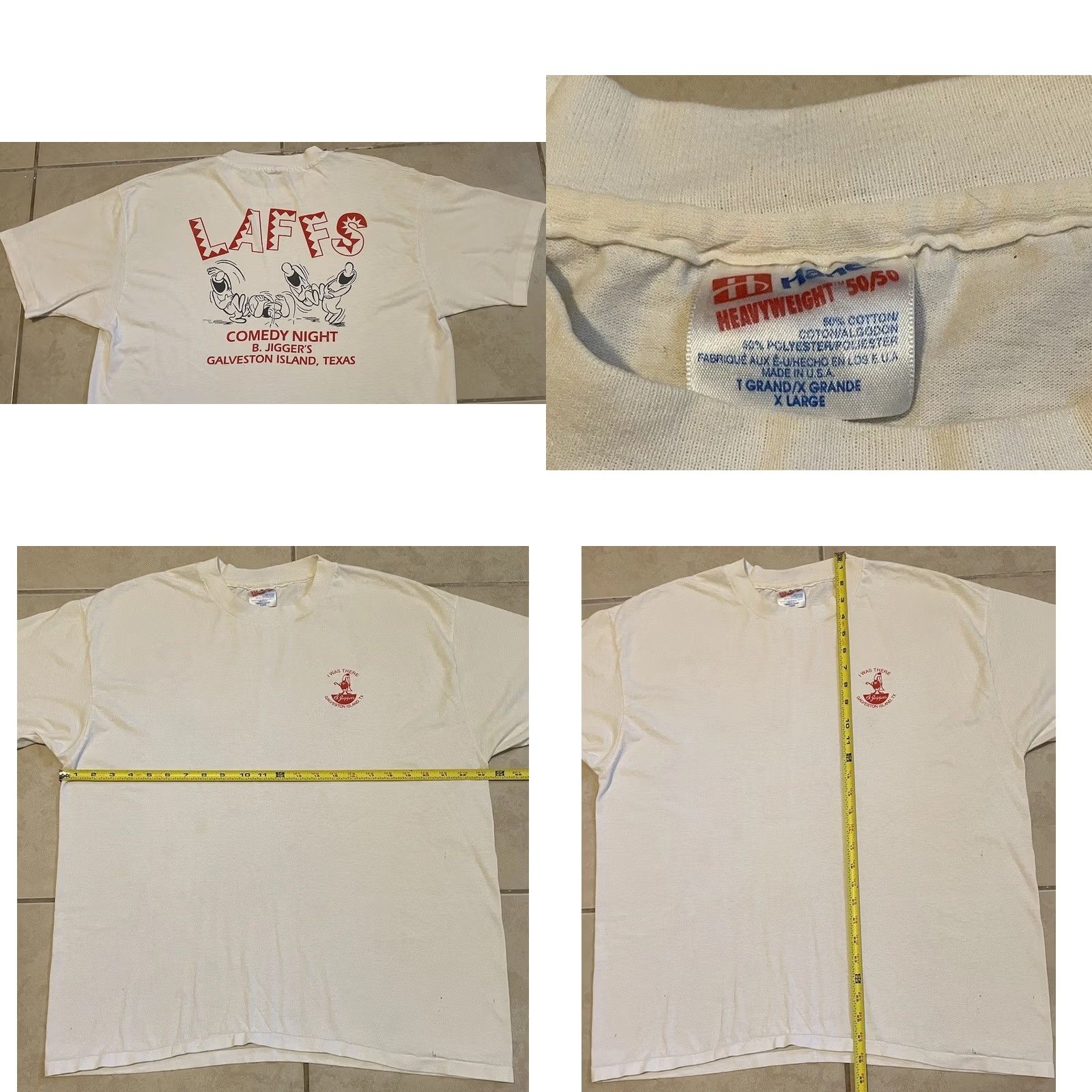 Vintage VINTAGE B Jiggers Bar Comedy Night Faded Shirt L XL Texas White Men T-Shirt 90s 80s Grunge Harley Rock Surf Punk Retro Catalog Size US L / EU 52-54 / 3 - 9 Thumbnail