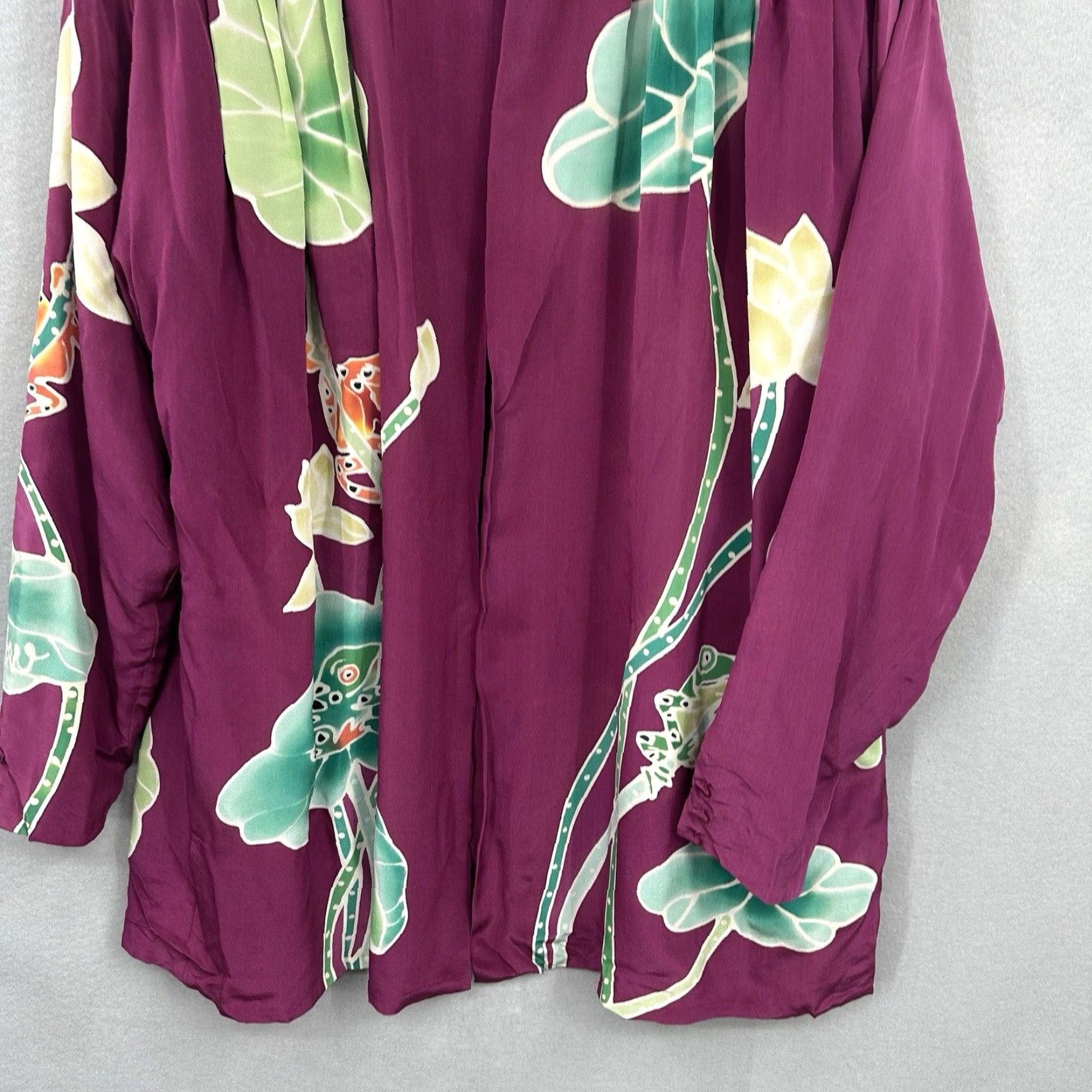 MILLY VINTAGE Art Waves Blouse 2XL Purple Bohemian Silk Wearable Art 90s Theme Womens Size XXL / US 16-18 / IT 52-54 - 3 Thumbnail