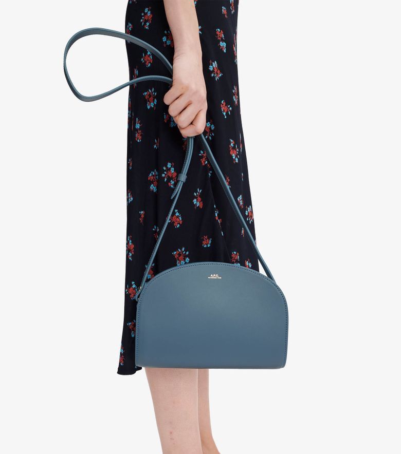 A.P.C. A.P.C. Mini Half Moon Embossed Leather Bag | Light blue Size ONE SIZE - 12 Thumbnail