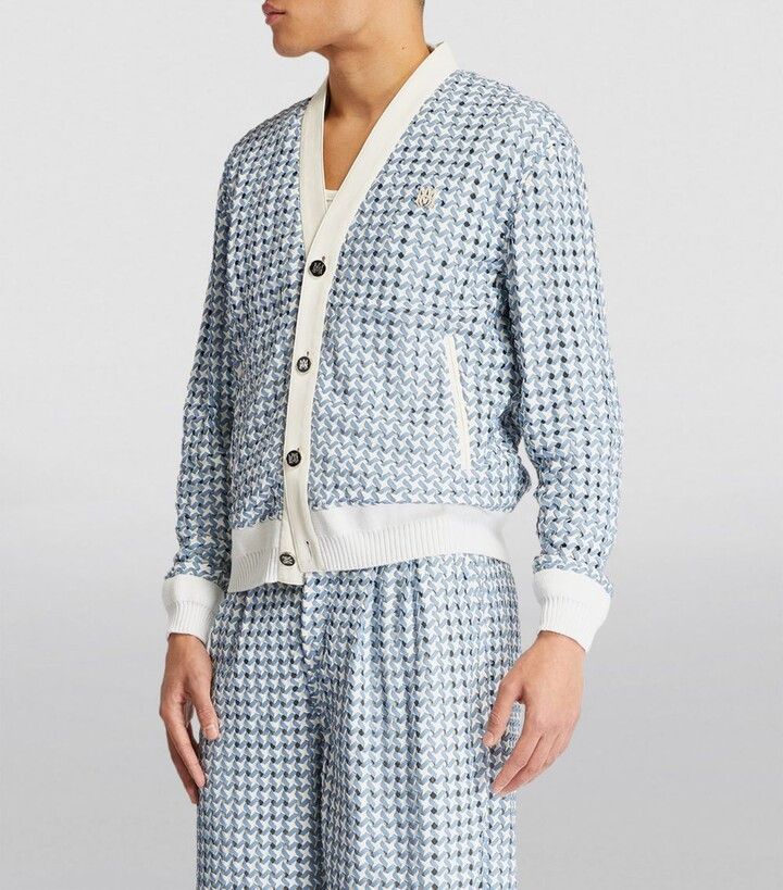 Amiri o1s1wg110525 Leather Basketweave Cardigan in Multicolor Size US M / EU 48-50 / 2 - 5 Thumbnail