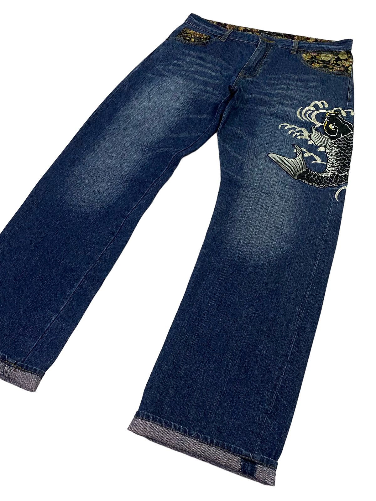 Japanese Brand Japanese Brand Memory Special Koi Fish Embroidery Jeans Size US 34 / EU 50 - 21 Thumbnail