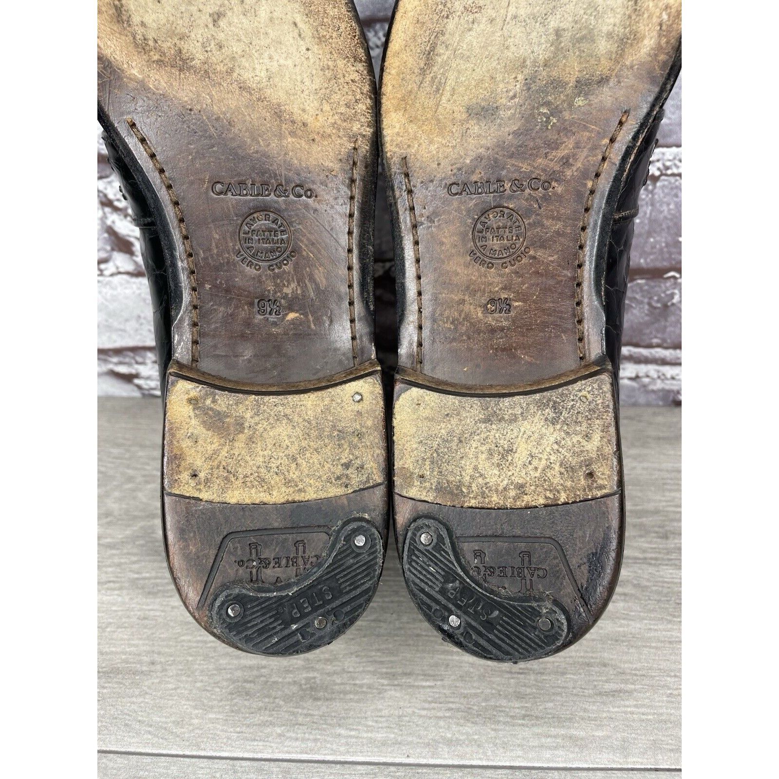 Other Cable & Co. Black Leather Croc Penny Loafers Dress Shoes Men Size US 9.5 / EU 42-43 - 14 Thumbnail