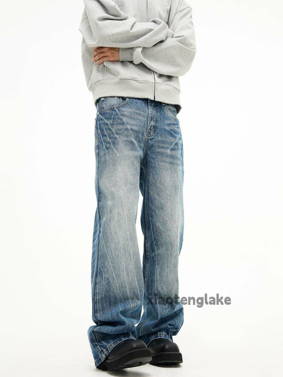 Jean × Vintage washed faded cleanfit skate hiphop loose baggy jeans Size US 32 / EU 48 - 5 Thumbnail