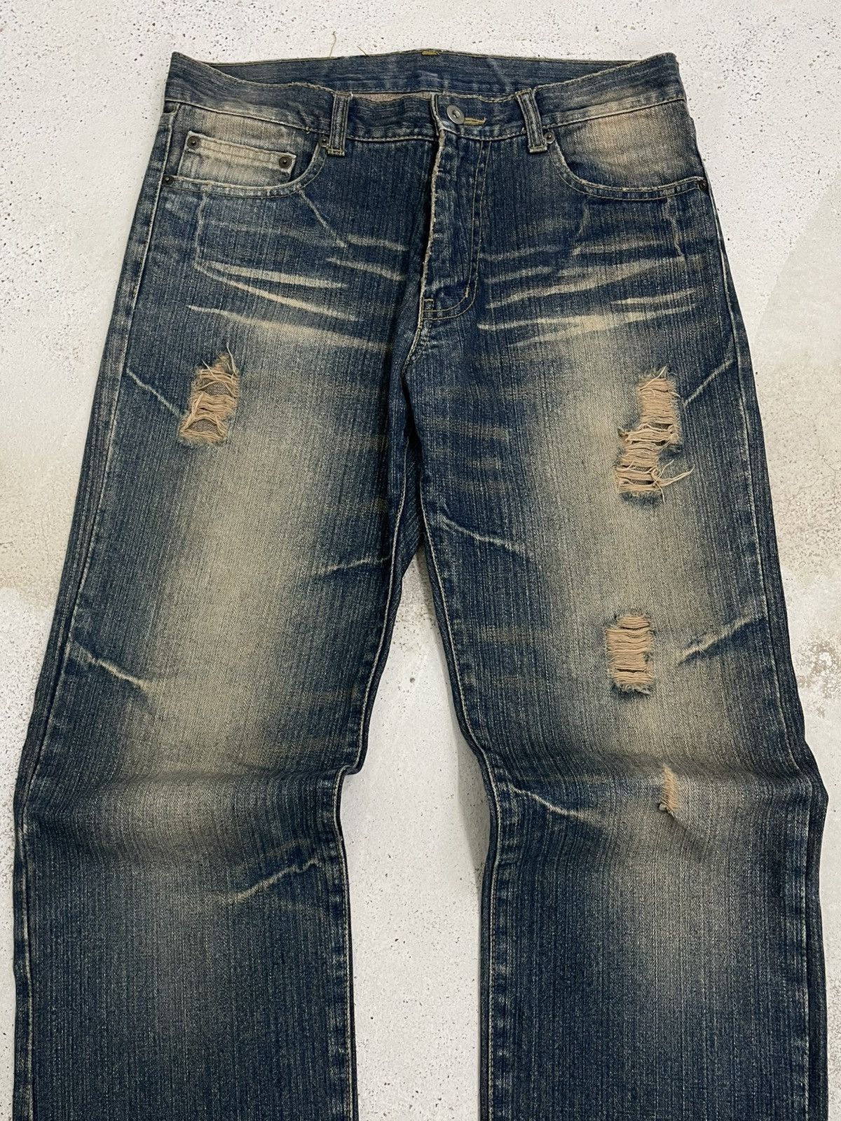 PPFM Vintage 90’s Japan Designer Ppfm Revolution Distressed Denim Size US 32 / EU 48 - 5 Thumbnail