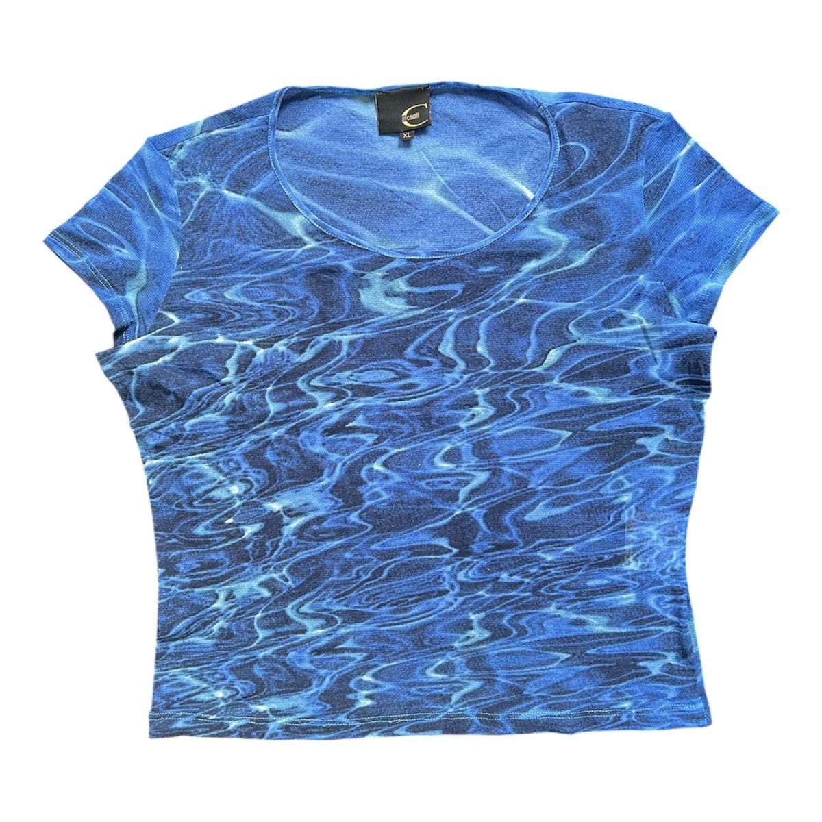 Roberto Cavalli VINTAGE ROBERTO CAVALLI OCEAN WAVES WATER PRINT MESH TOP Size XL / US 12-14 / IT 48-50 - 1 Thumbnail