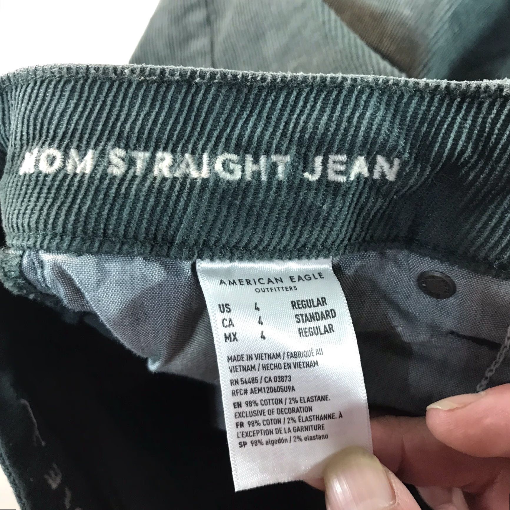 American Eagle Outfitters American Eagle Green Corduroy Mom Straight Jeans Womens Size 4 Regular Size 27" / US 4 / IT 40 - 4 Thumbnail