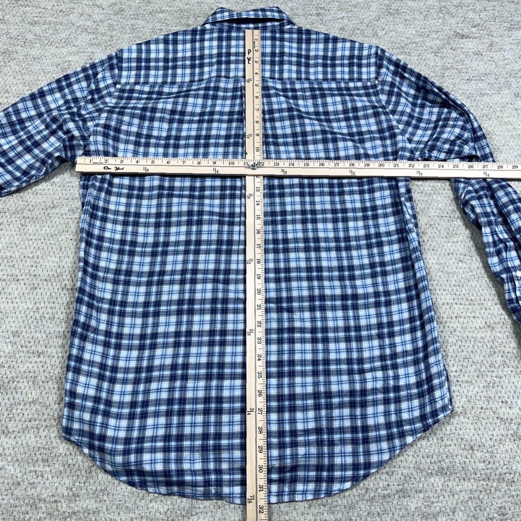 Peter Millar Peter Millar Shirt Men Medium Blue Plaid Button-Up Cotton Dress Adult LS Size 40R - 6 Thumbnail