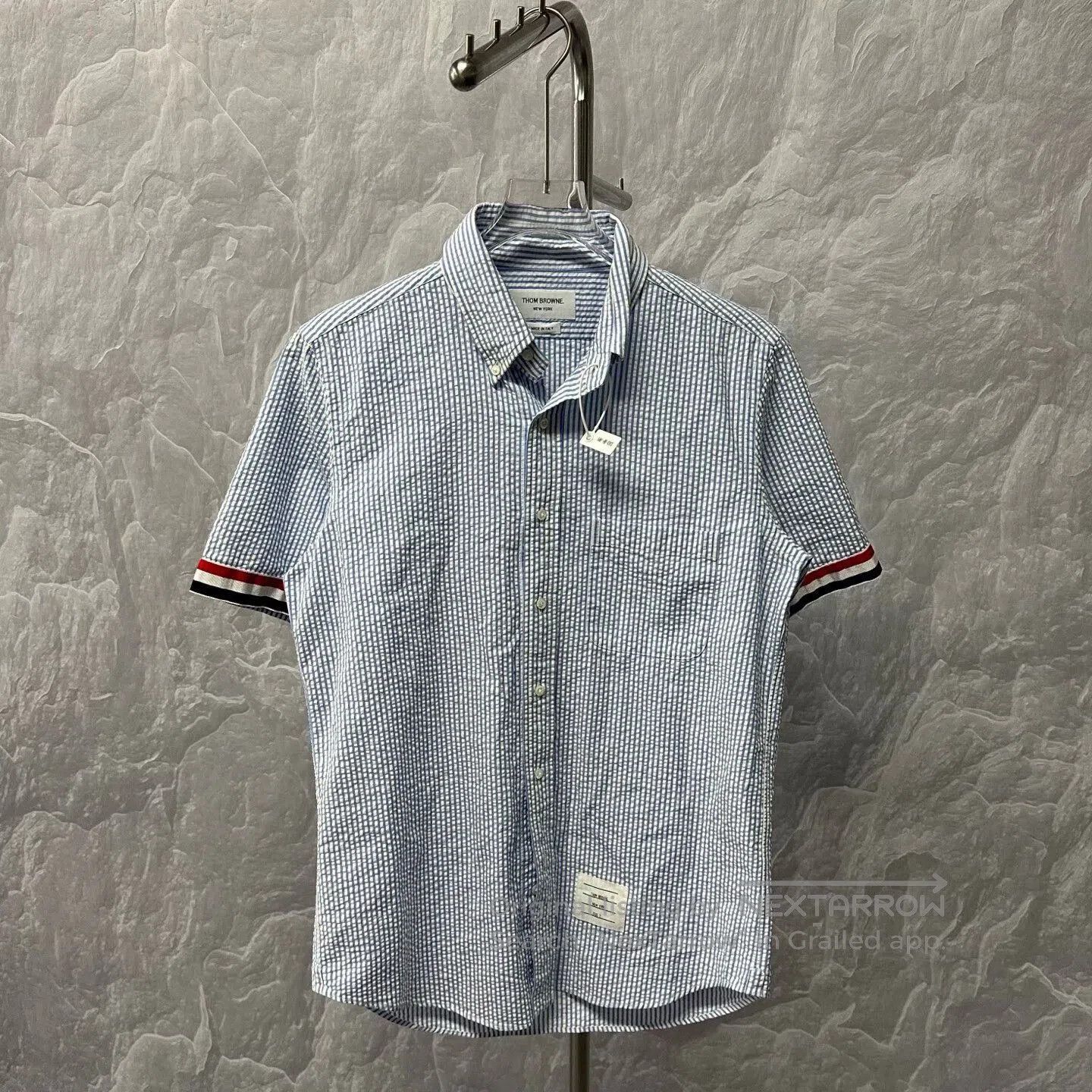 Thom Browne thom browne blue striped short sleeve shirt. Size US S / EU 44-46 / 1 - 1 Thumbnail