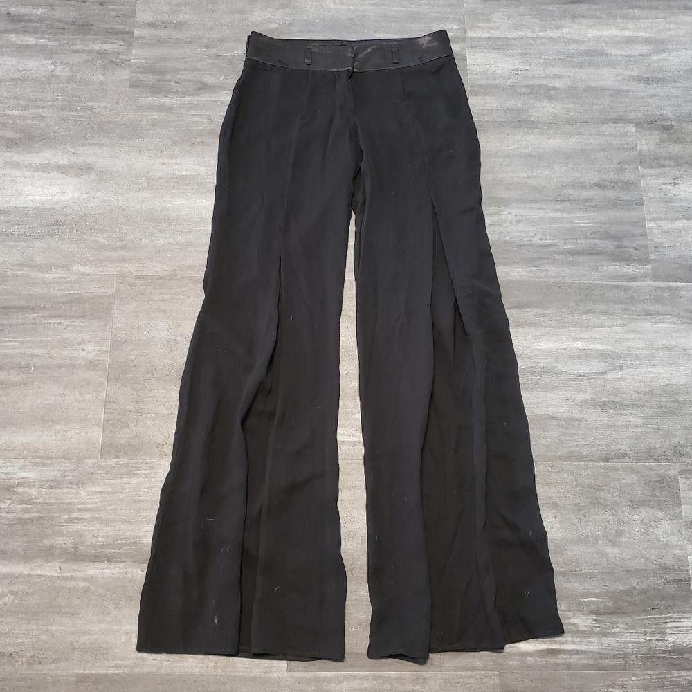 Designer Black Silk & Sheer Dressy Wide Leg Pant Size 28" / US 6 / IT 42 - 1 Thumbnail