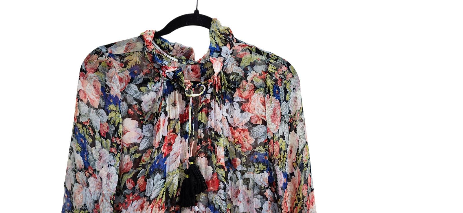 Anthropologie The Marais Printed Chiffon Maxi Dress Floral Sheer Overlay Size L / US 10 / IT 46 - 3 Thumbnail