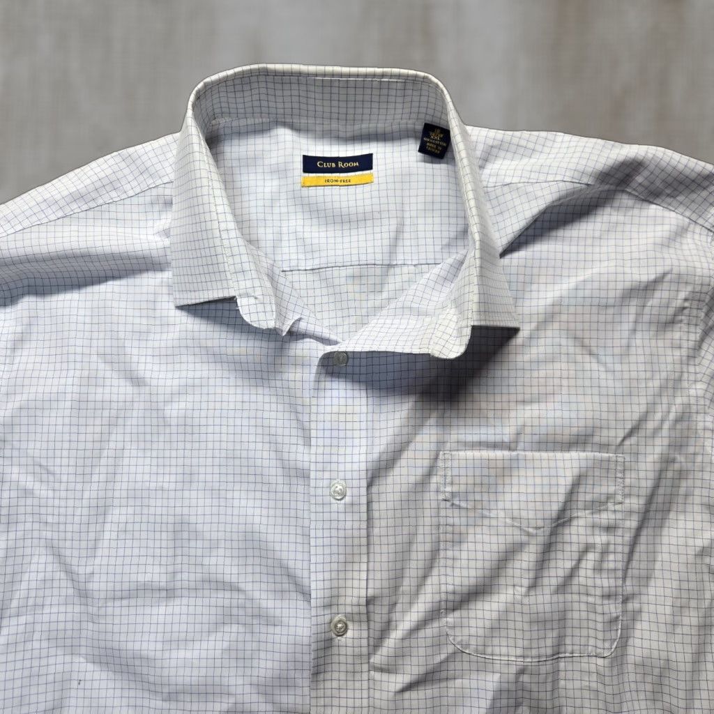 Club Room Club Room Shirt Adult XXl White Check Long Sleeve Button-Up Casual, Business, Workwear, Plaid Men’s Size 2XL Size US XXL / EU 58 / 5 - 1 Thumbnail